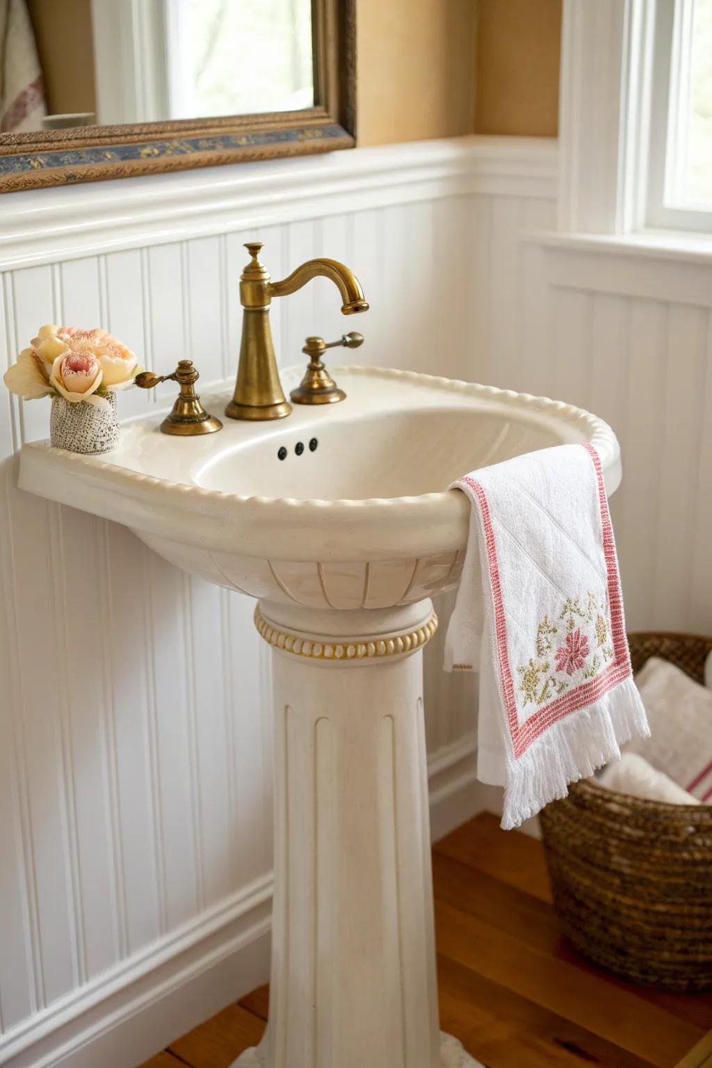Warm classic whites brighten tiny traditional bathrooms—timeless, cozy, and never stark.