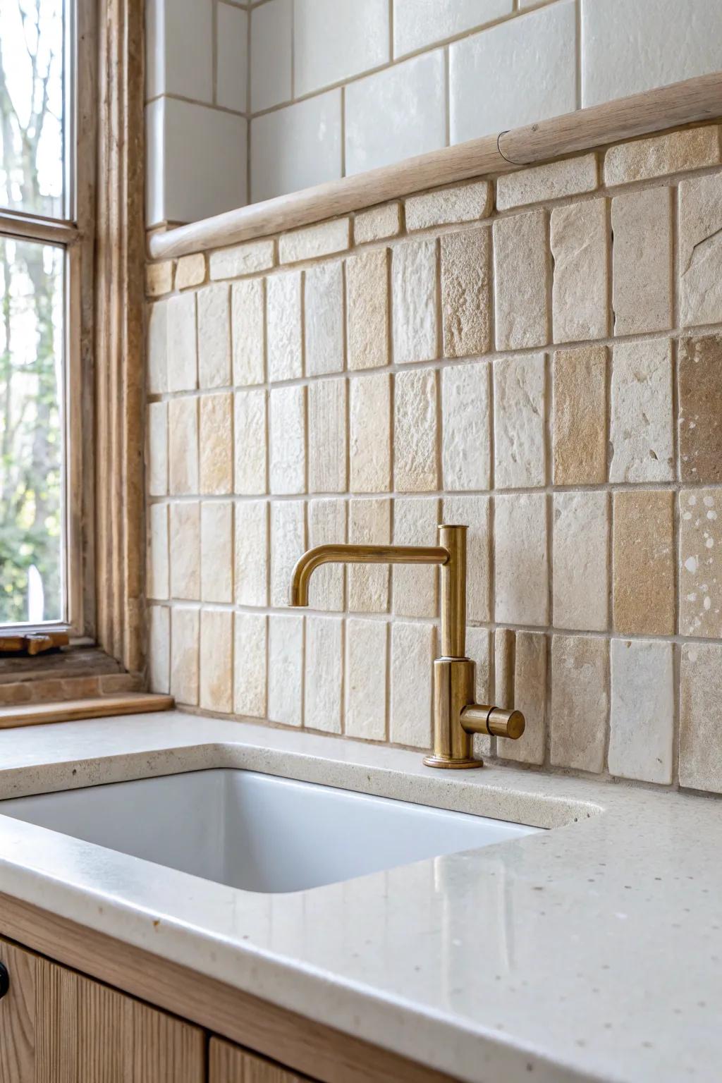 A statement zellige backsplash gives a tiny wet bar its own beautiful, intentional moment.