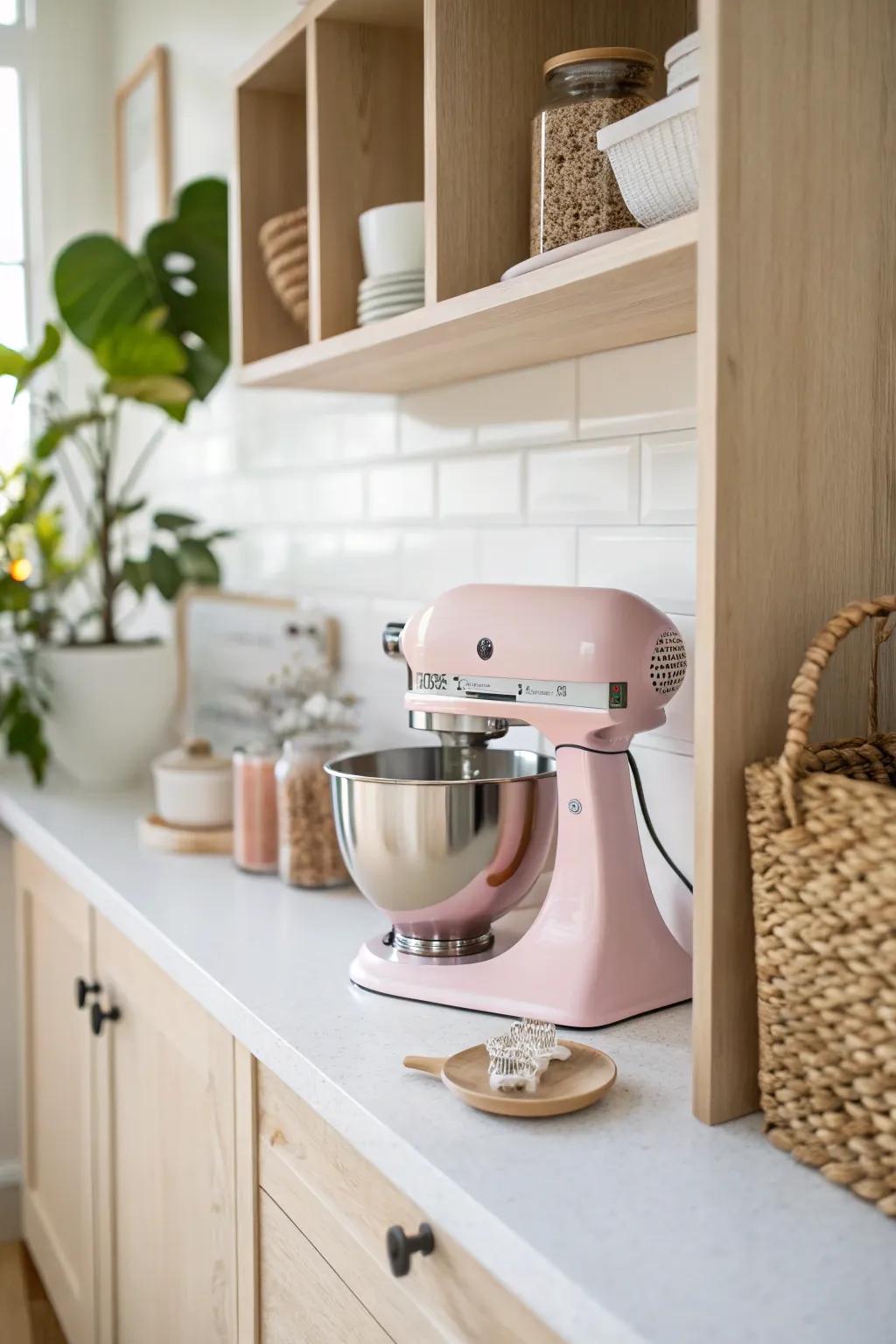 Waist-height pantry shelf keeps your stand mixer handy—no heavy lifting, just bake.