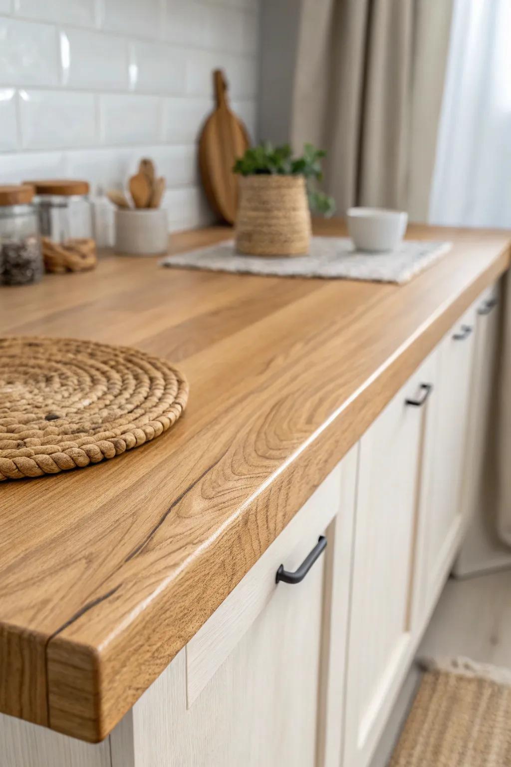 One seamless countertop makes a tiny house kitchen feel bigger, calmer, and beautifully cohesive.