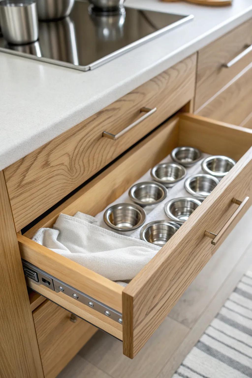 Socket rail in a slim drawer—see every size at a glance and avoid buying doubles.