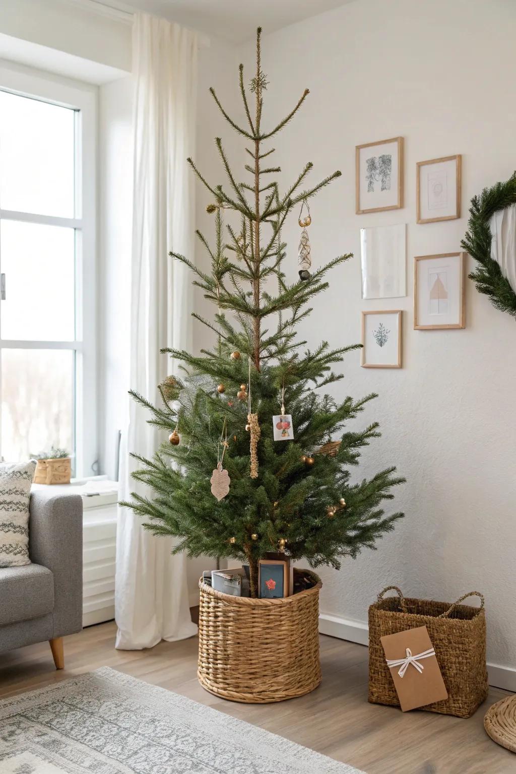 A slim corner tree that showcases your favorite travel souvenirs—big memories, tiny space.