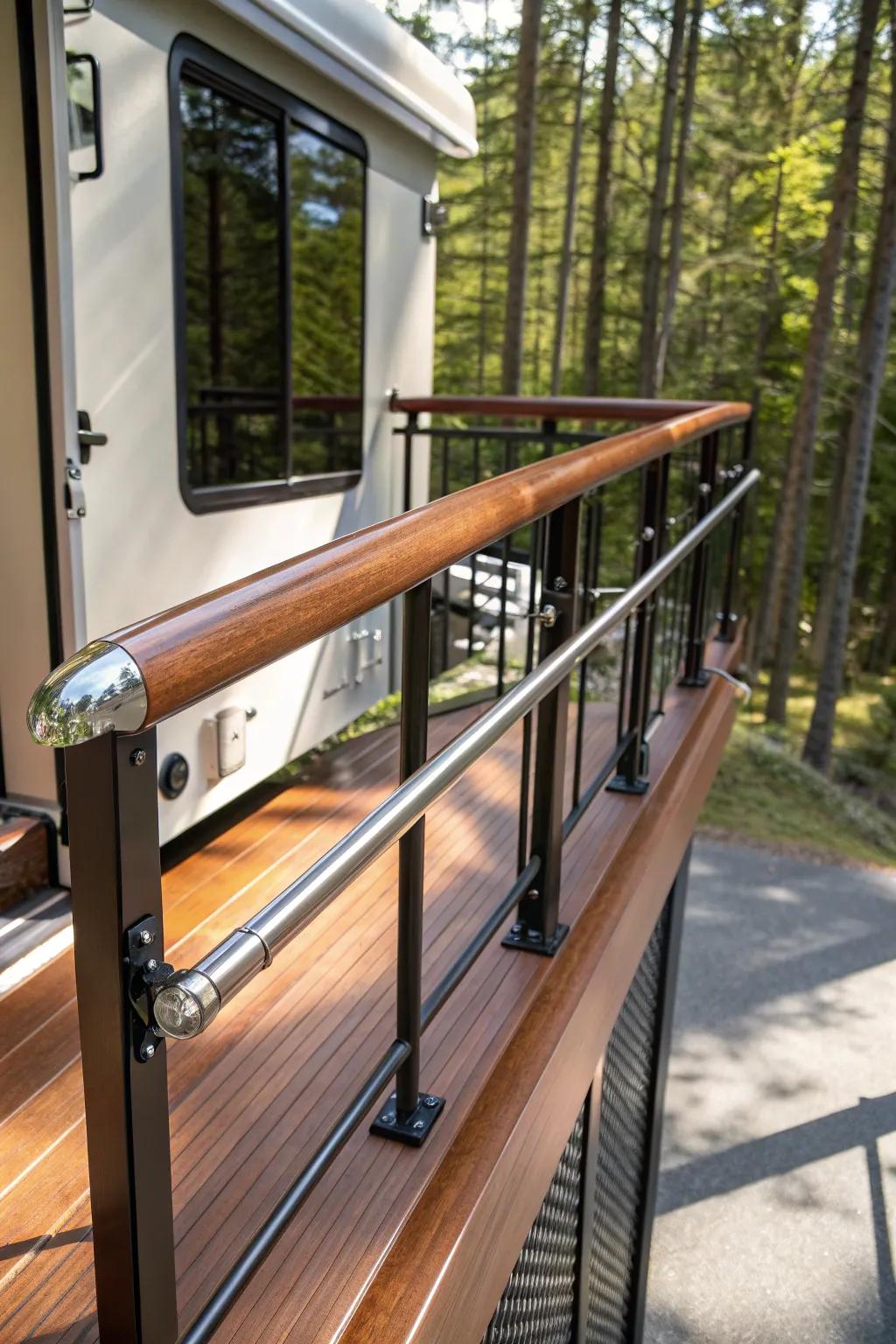 Secure your adventures with style and craftsmanship: a safety railing that stands out.