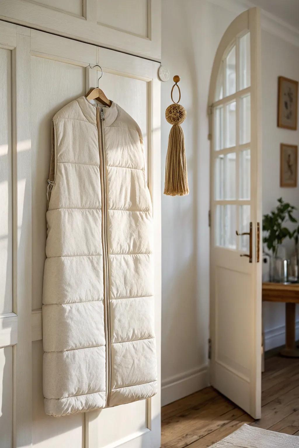 Keep puffy winter coats fresh and fluffy—hang them in breathable garment bags.