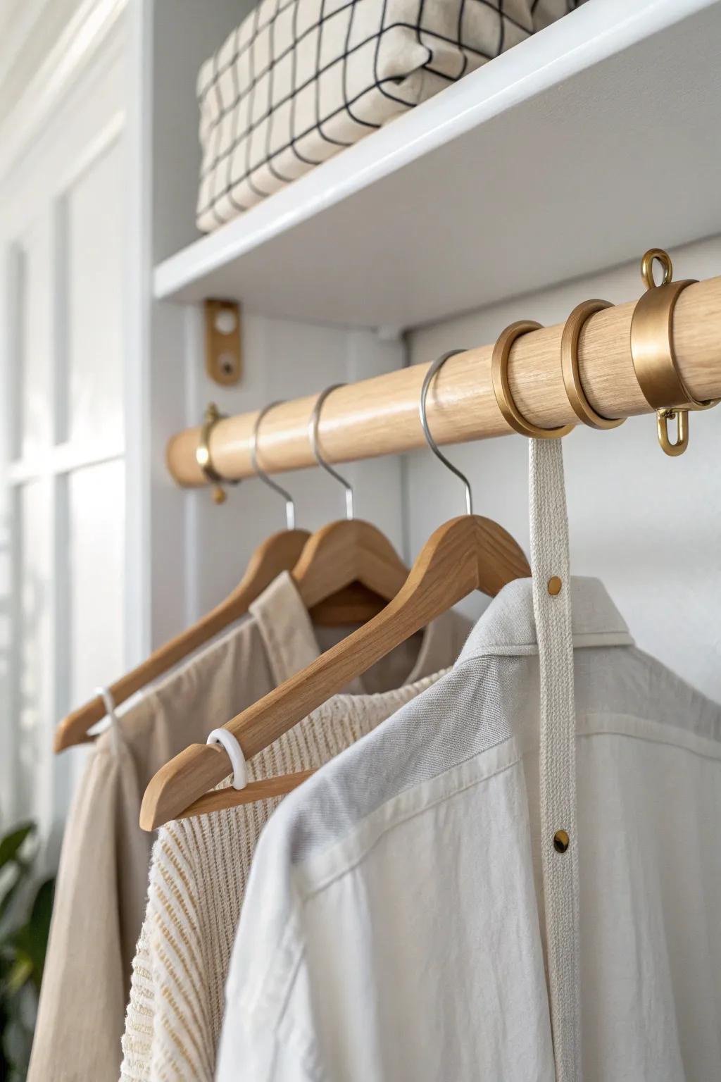 Add a second hanging rod to double dorm closet space—two tidy levels in seconds.