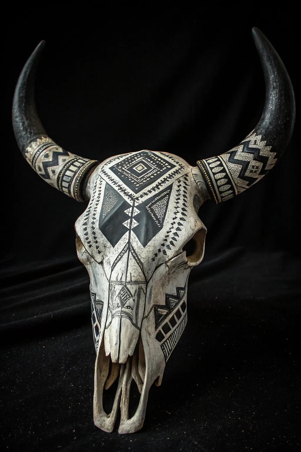 Elegance in Monochrome: Discover the striking beauty of minimalist skull art.