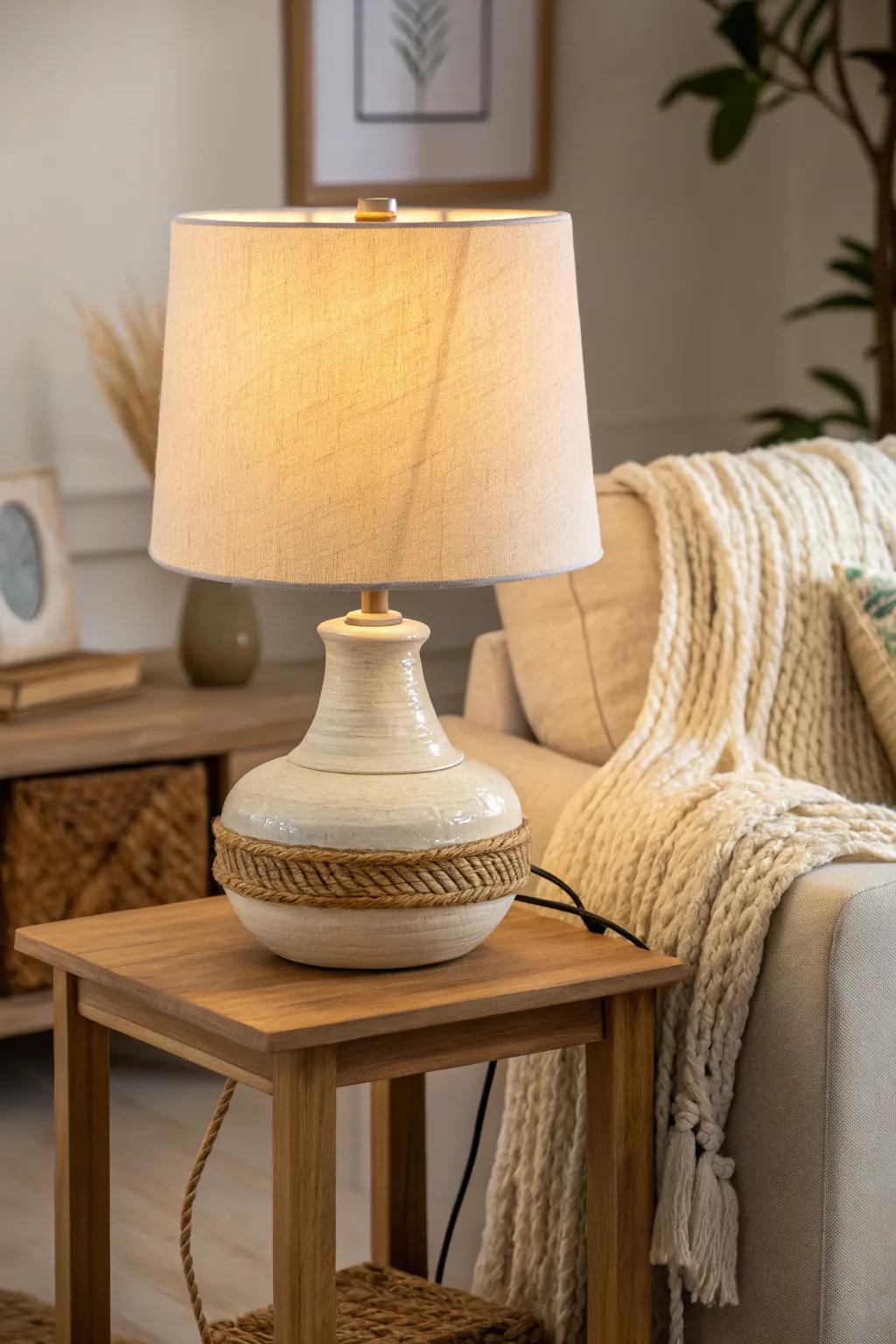 Swap overhead glare for a warm plug‑in lamp—instant calm corner sanctuary, renter‑friendly.