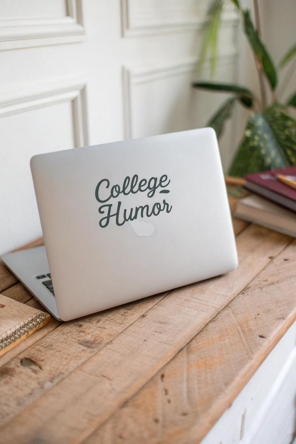 Add a touch of humor to your study space with this chic college sticker!
