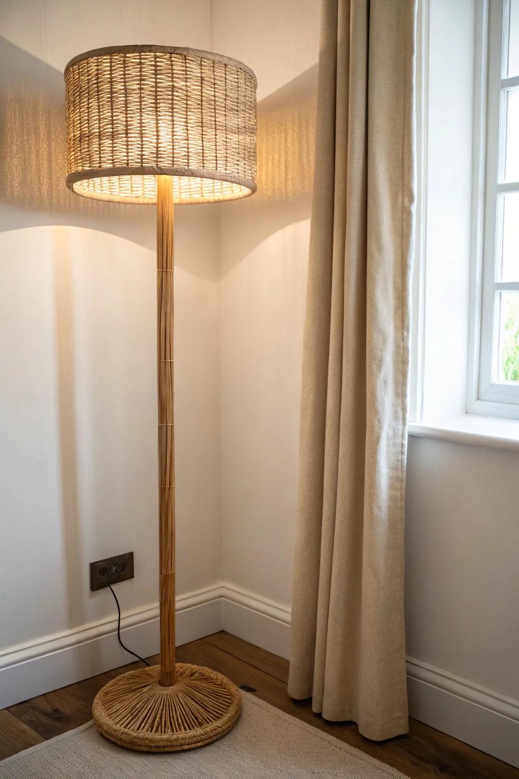 A warm amber bulb turns a small corner lamp into the coziest, hug-like glow.