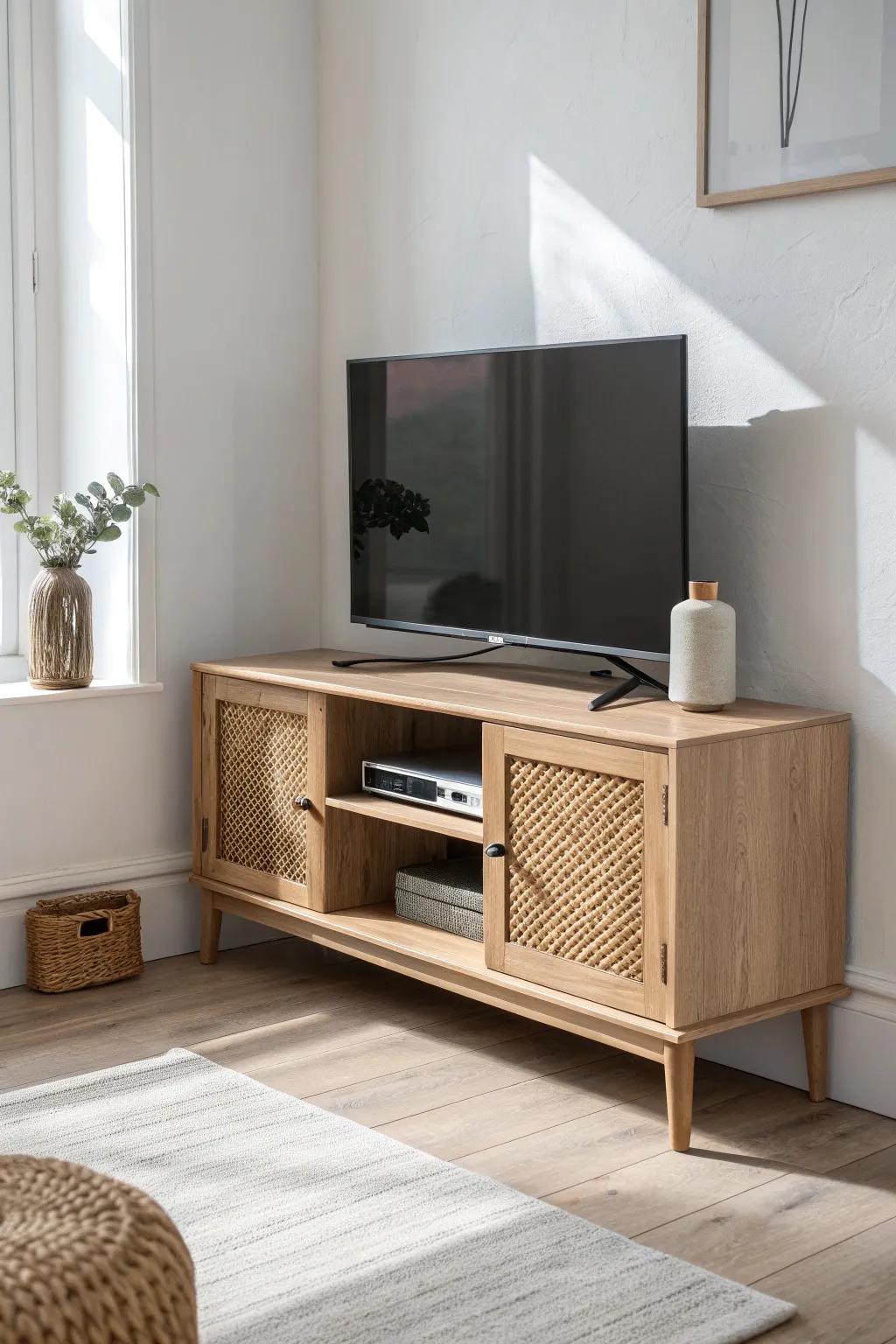 Measure your TV first—choose a corner shelf with breathing room for a balanced, polished look.