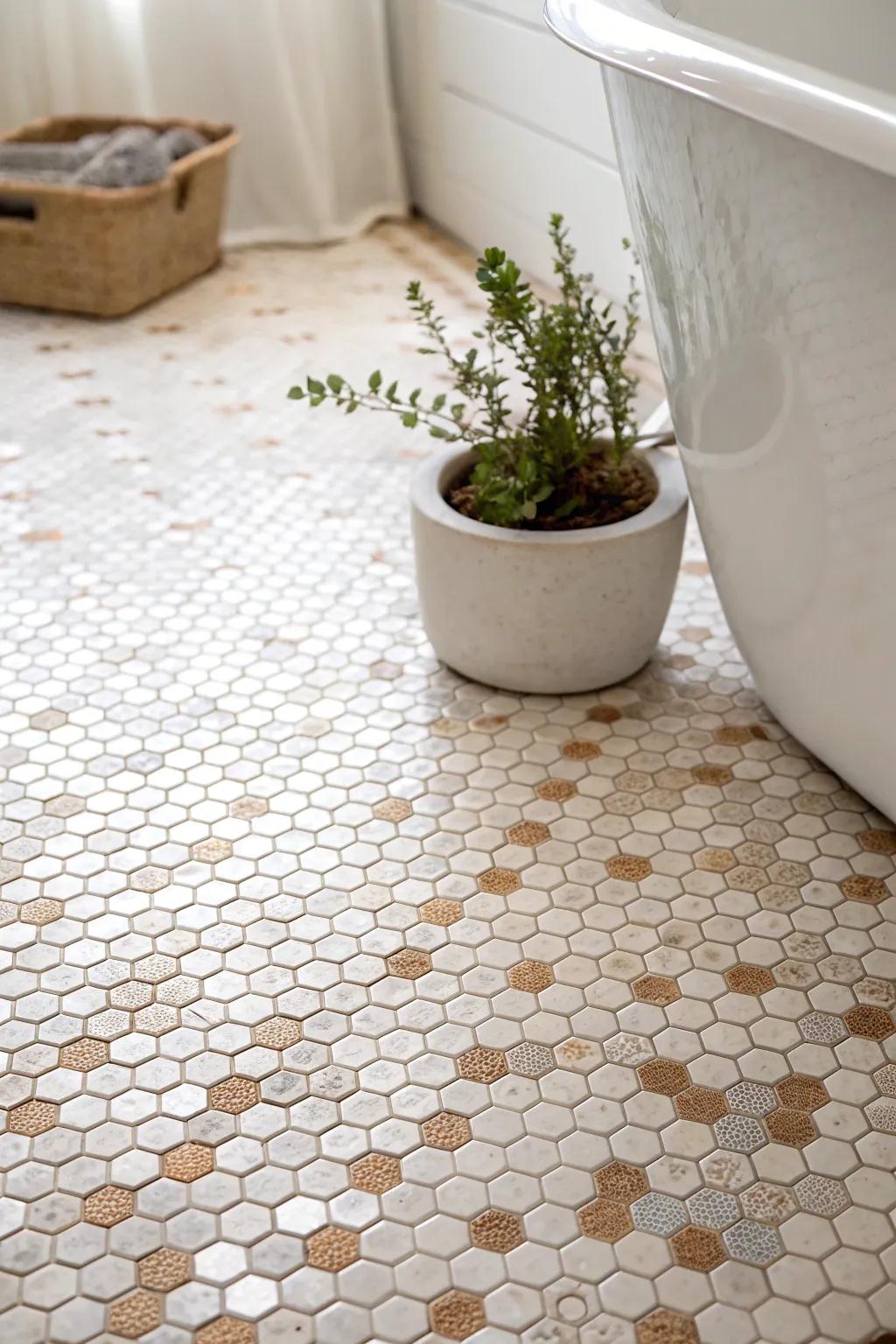 Transform your bathroom with the timeless charm of penny tiles, blending vintage allure with modern minimalism.