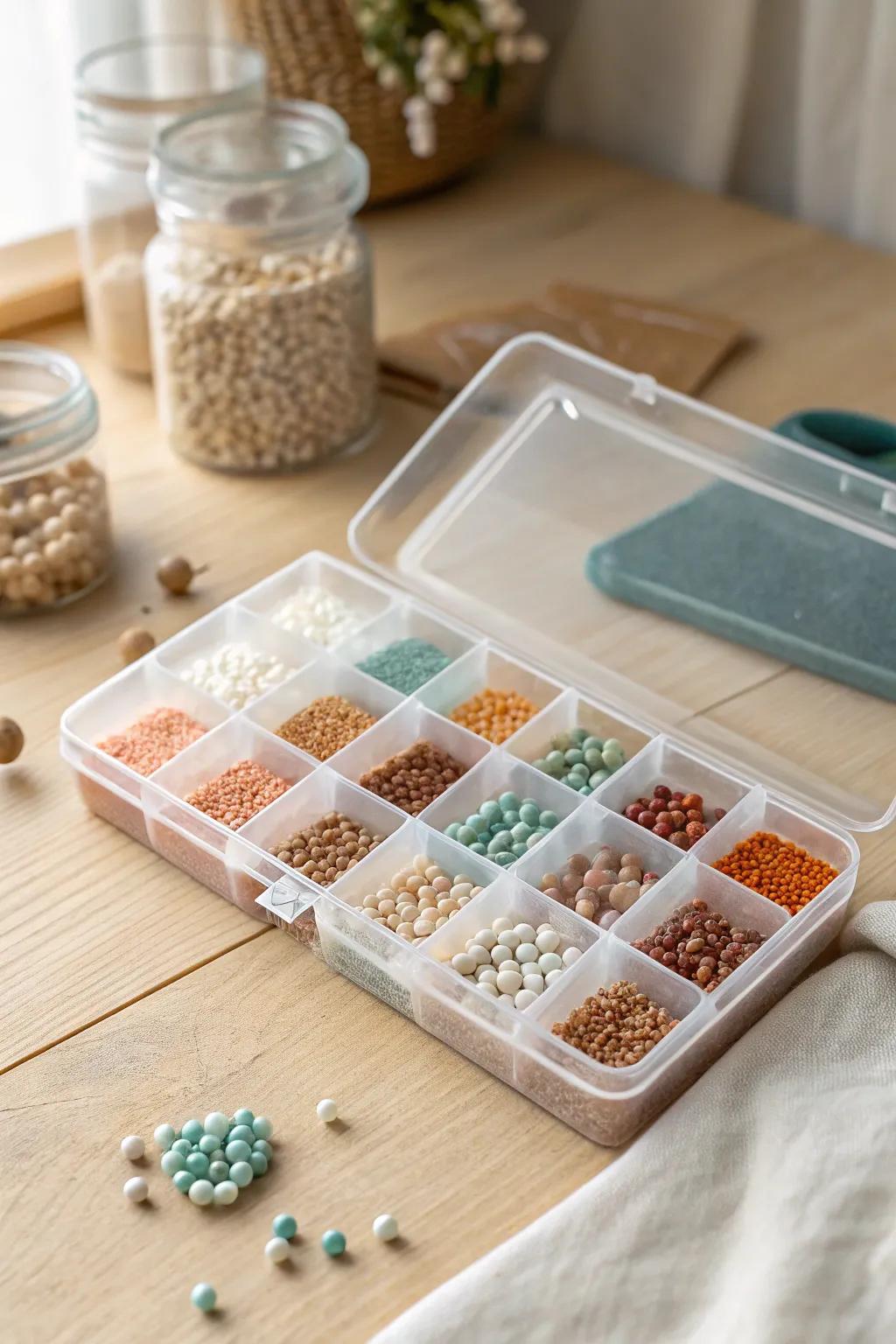 Turn a pill organizer into a weekly bead palette—compact, calm, and perfect for small spaces.