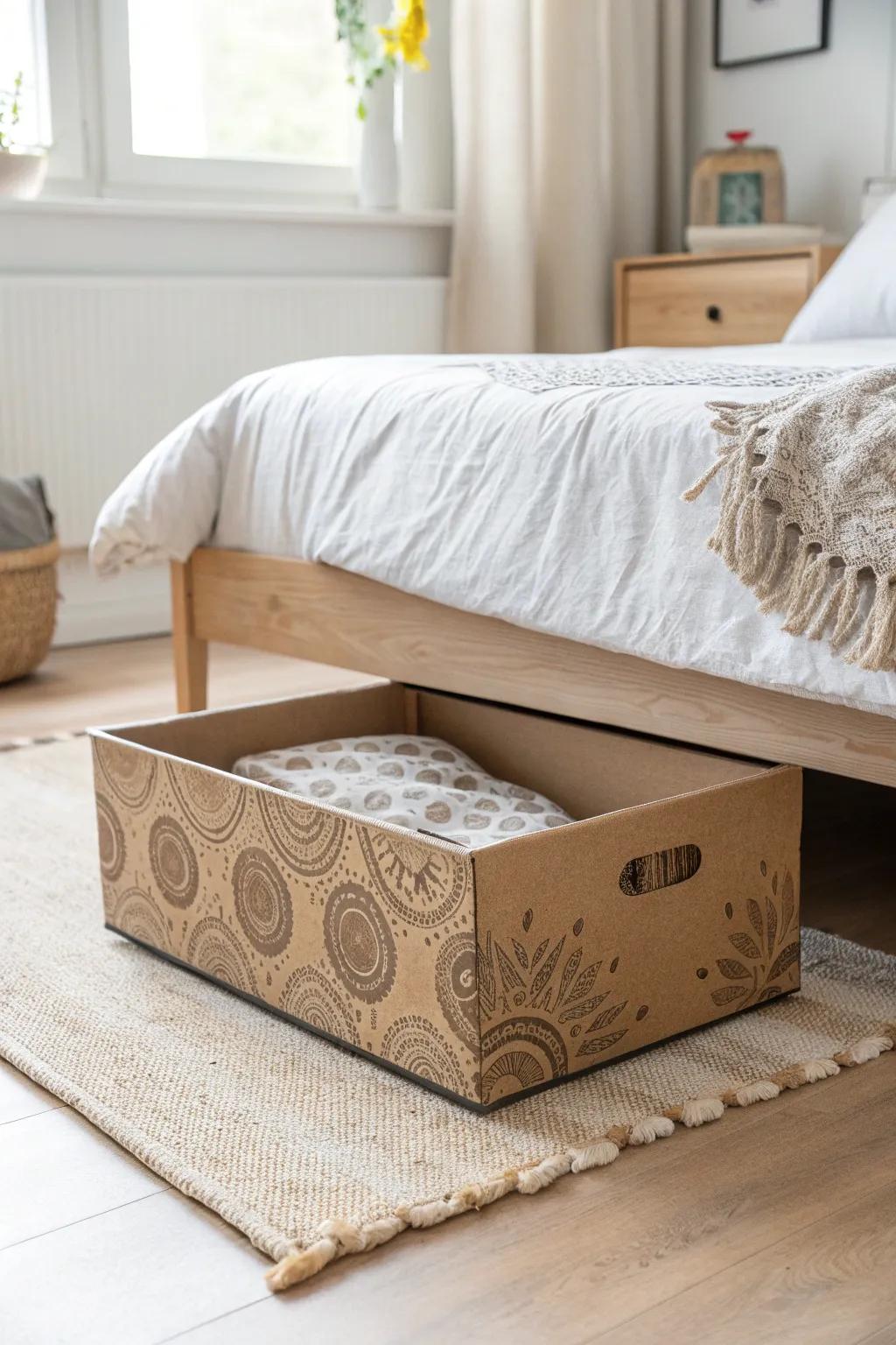 Elevate your storage game with chic DIY cardboard boxes—perfect for stylishly maximizing space under your bed.