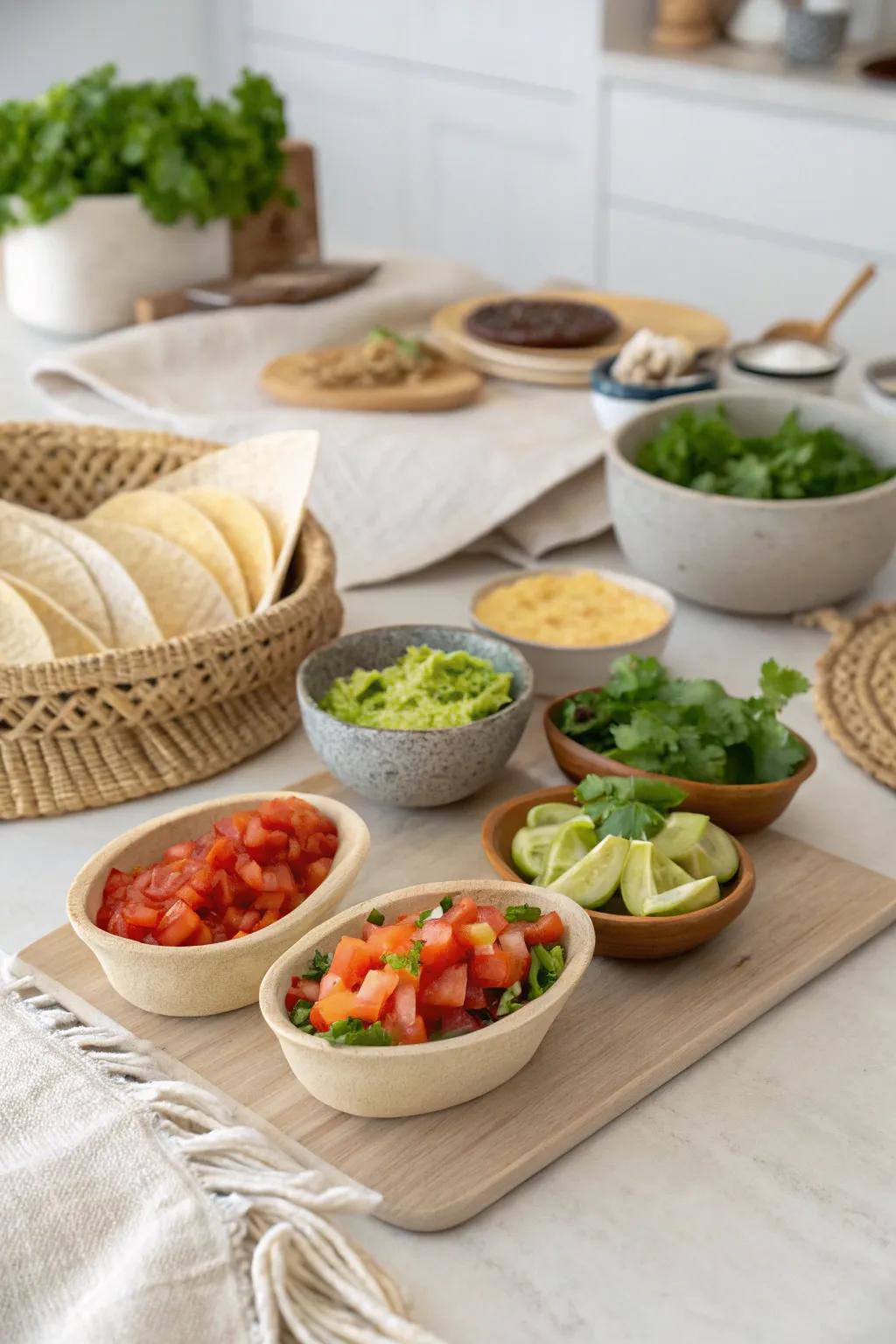 Create culinary magic with a chic taco station that invites creativity and conversation!