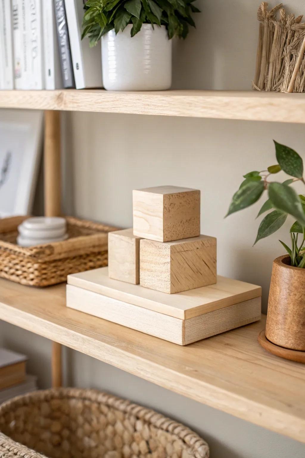 A simple board-on-blocks shelf doubler to instantly double folded storage in a small closet.