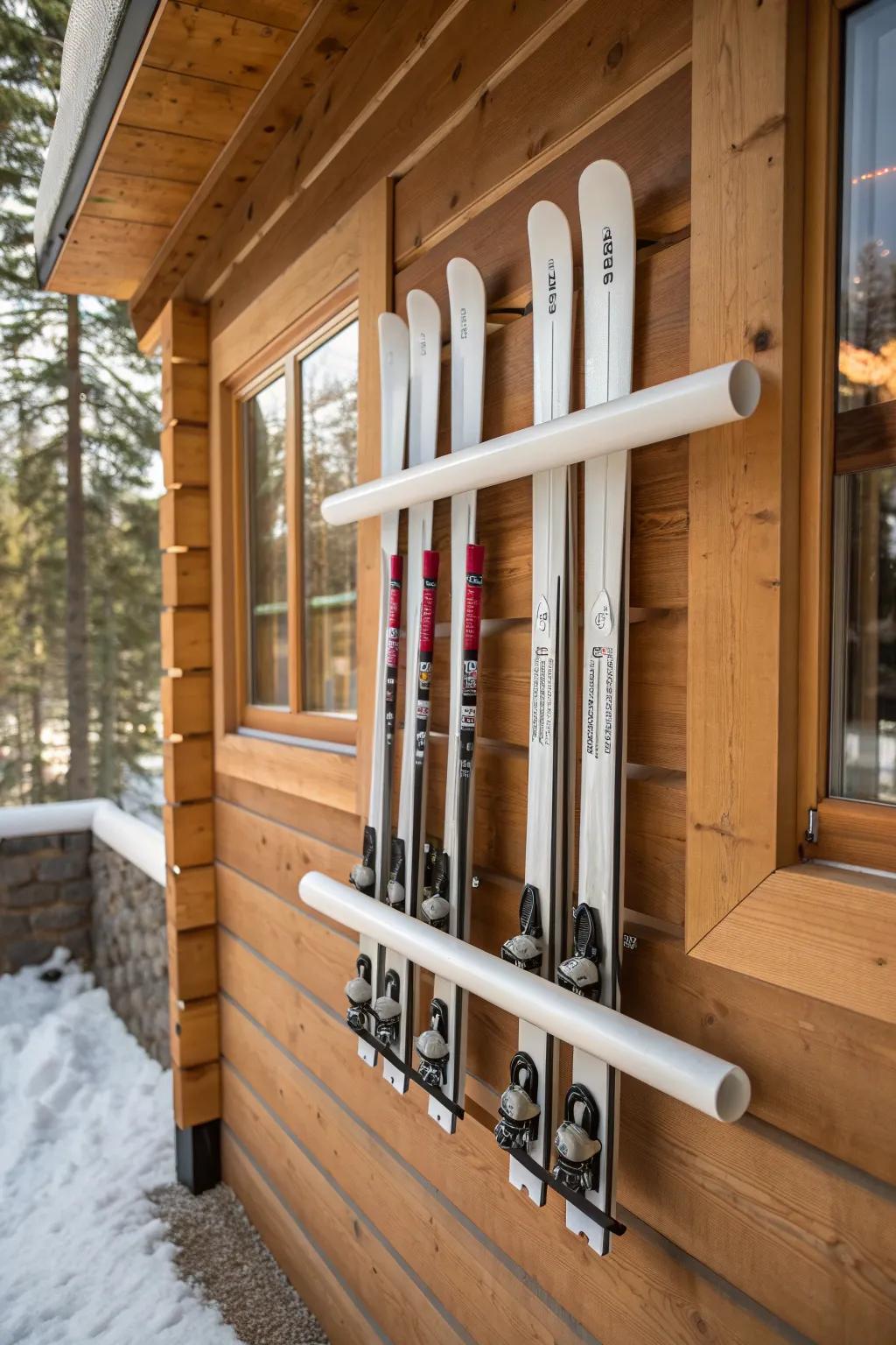 Elevate your ski storage game with this DIY PVC pipe rack—where functionality meets style.