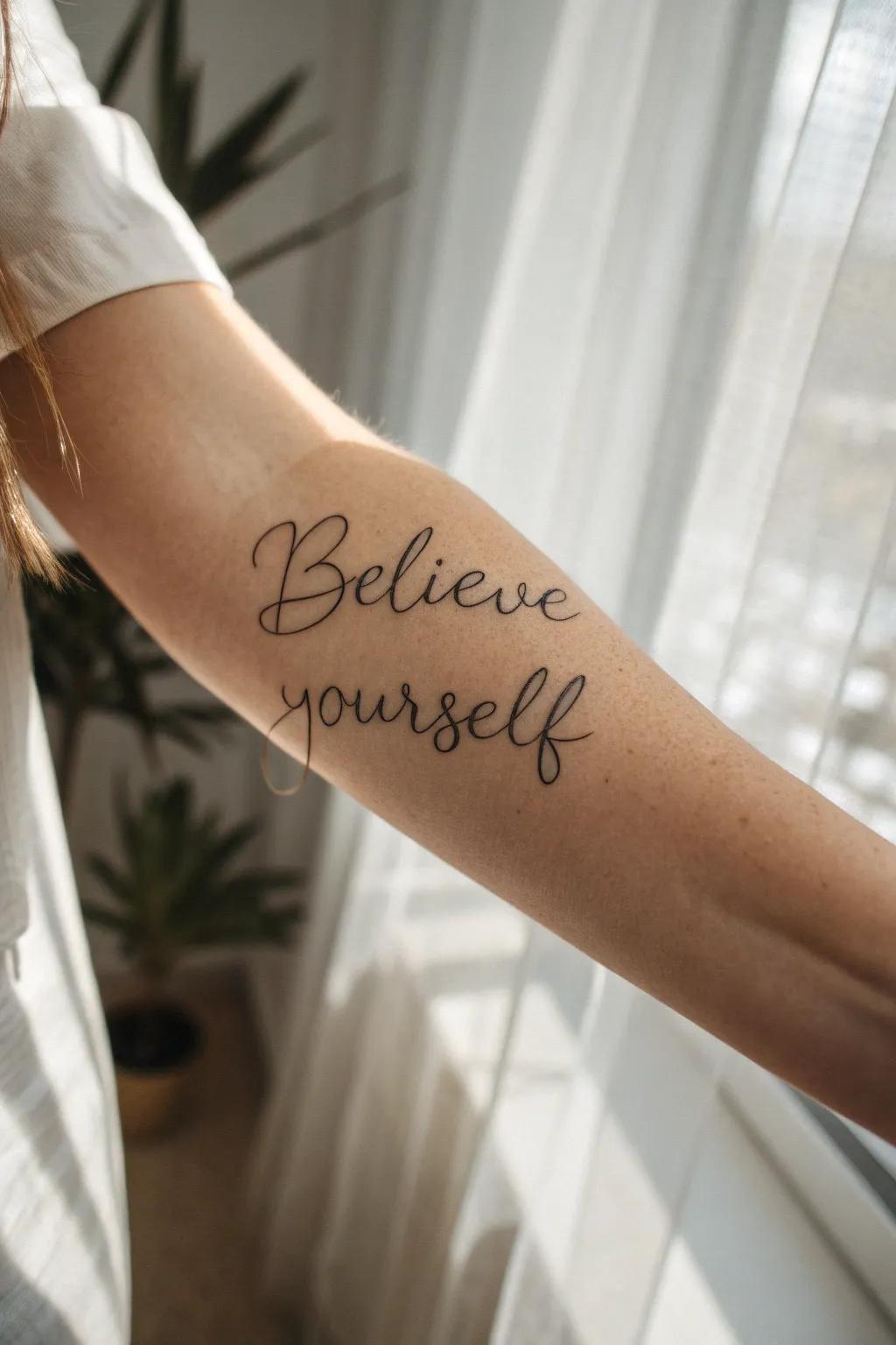 A daily reminder of strength and beauty: 'Believe in Yourself' in elegant script.
