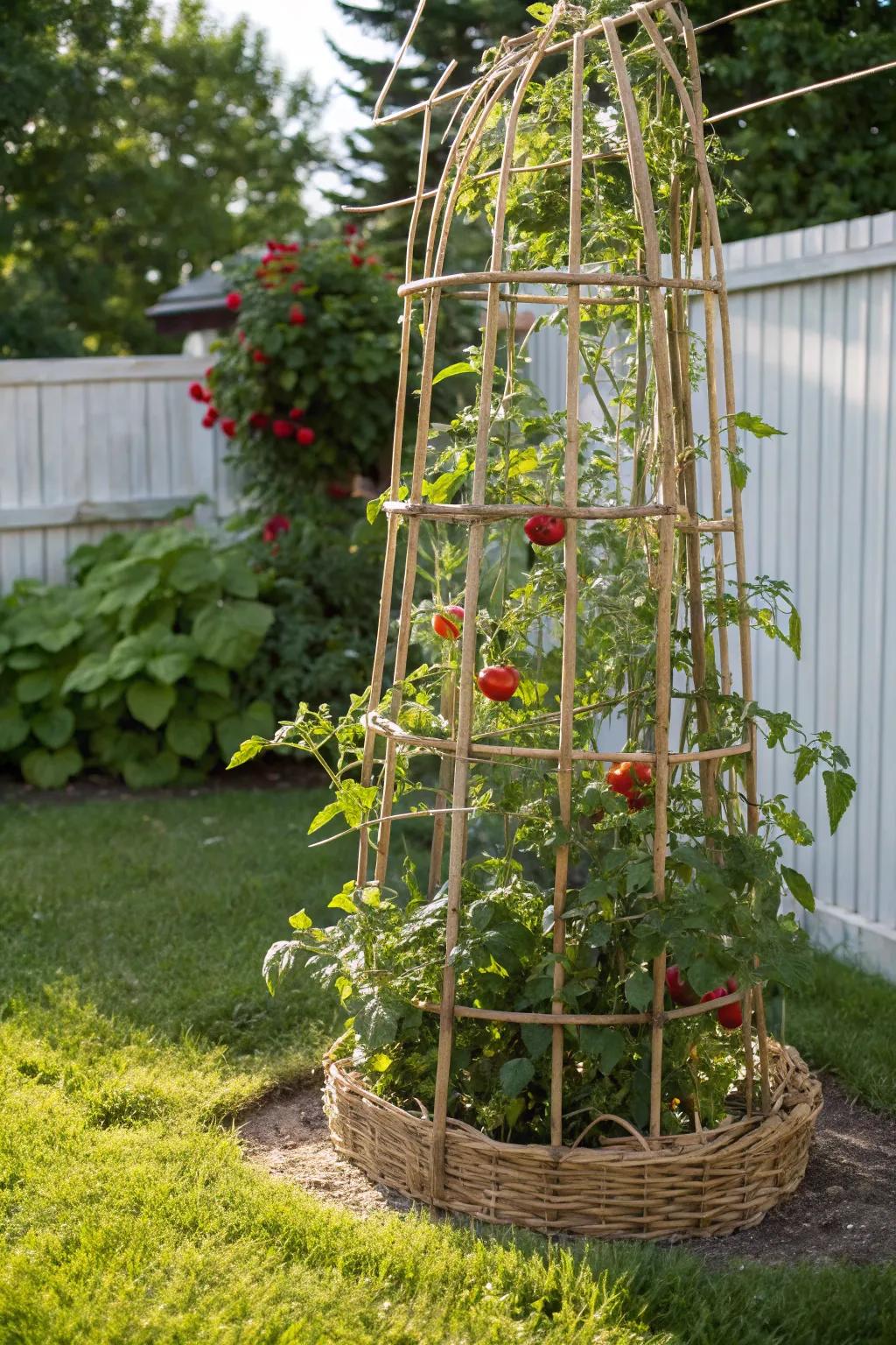 Elevate your garden with a handmade touch: DIY tomato cages that blend rustic charm with minimalist elegance.