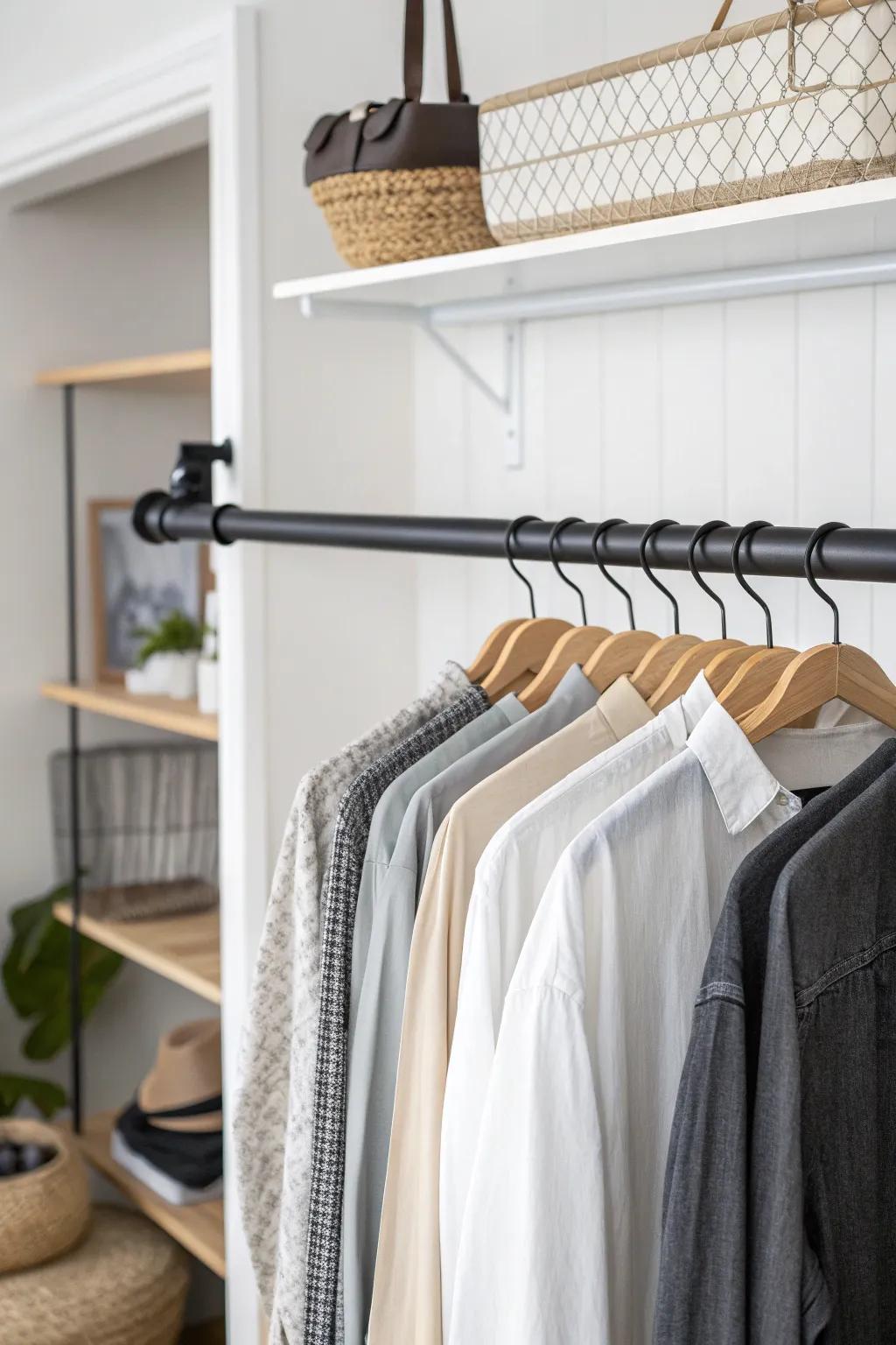 Instant dorm upgrade: add a second closet rod to double hanging space in minutes.