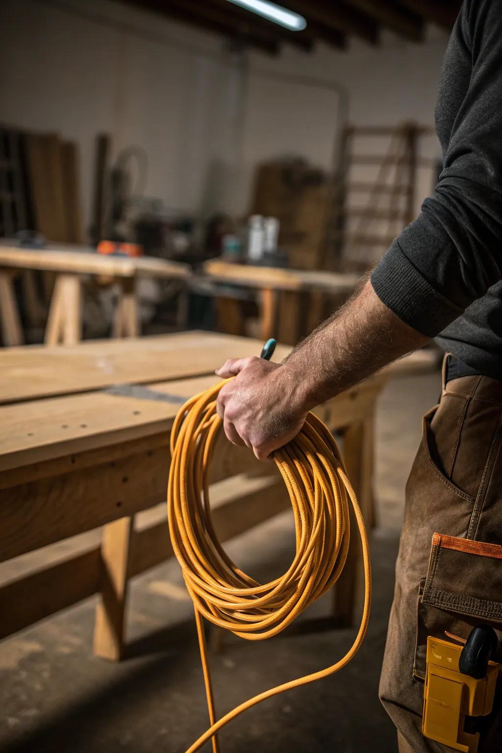 Master the art of cord management with a simple elbow wrap.