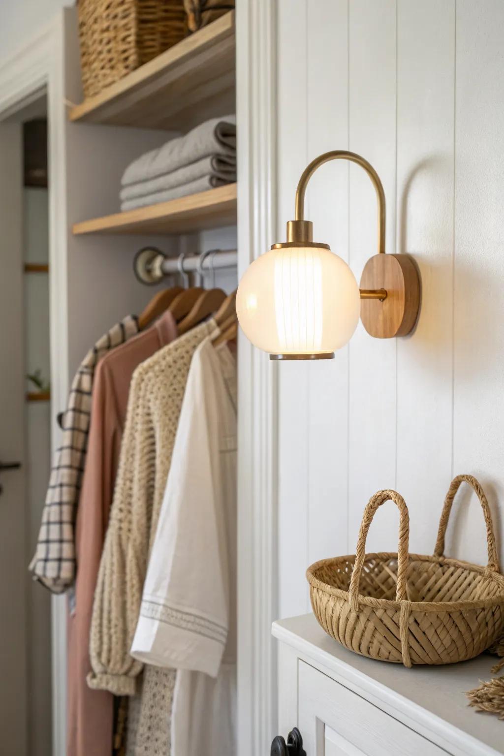 A warm, minimalist closet sconce instantly brightens your foyer and makes the space feel bigger.