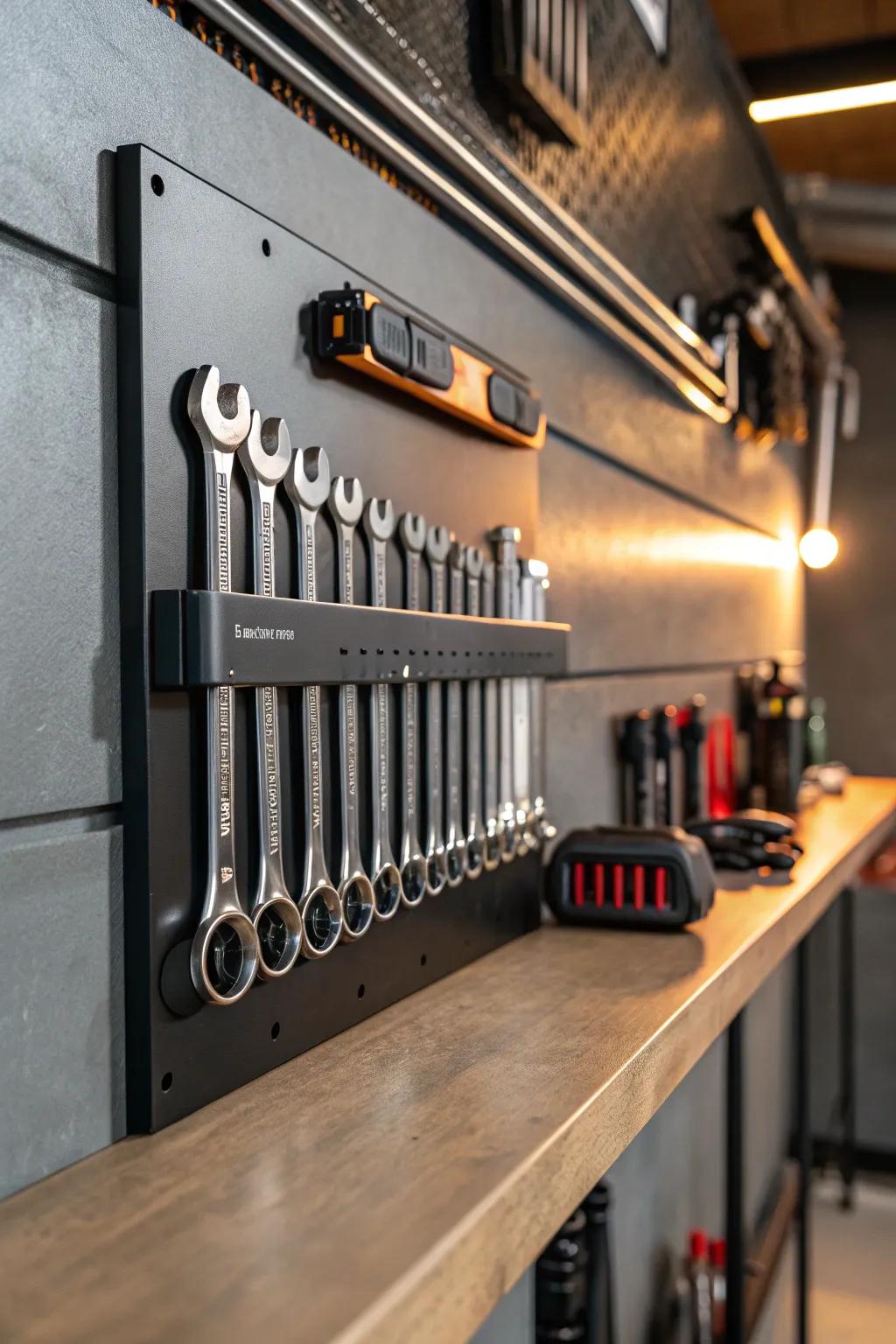 Elevate your garage organization with stylish magnetic tool holders.