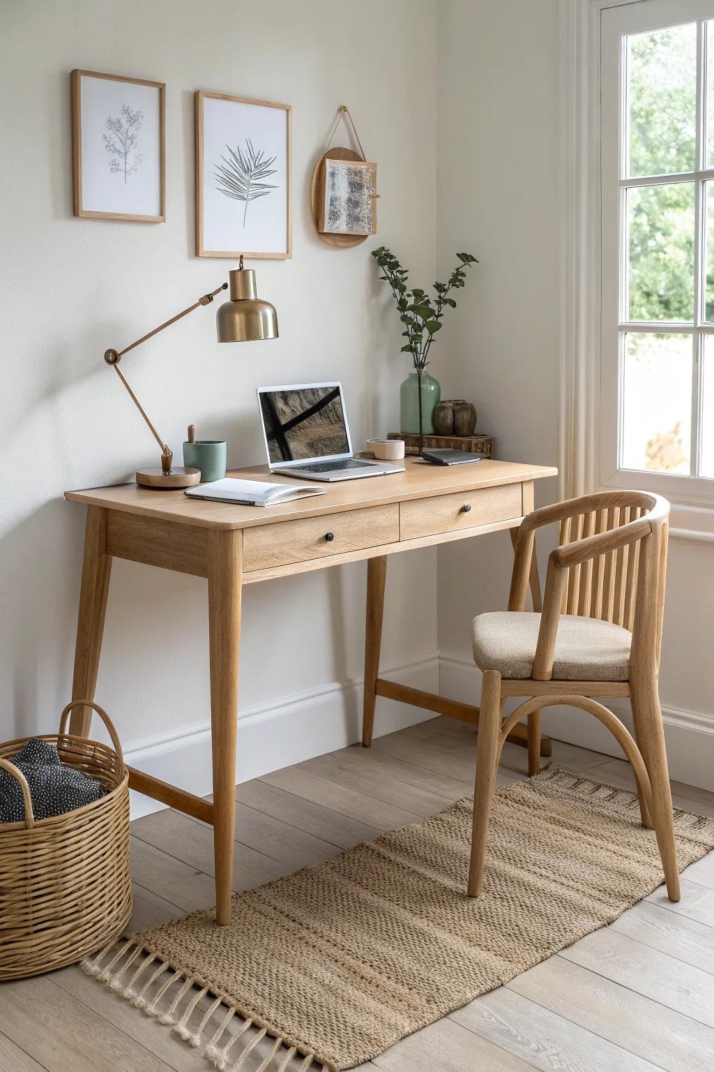 A movable desk on casters makes it easy to shift into guest mode in minutes.