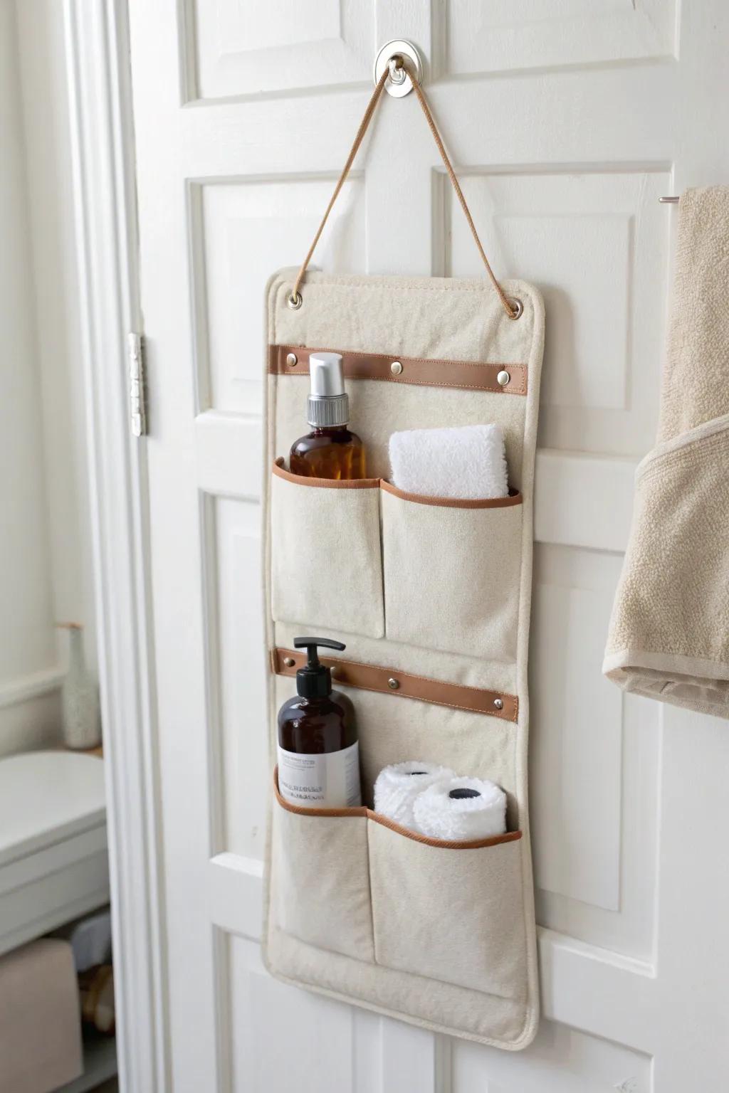 No closet? Add instant vertical storage with a chic over-the-door pocket organizer.