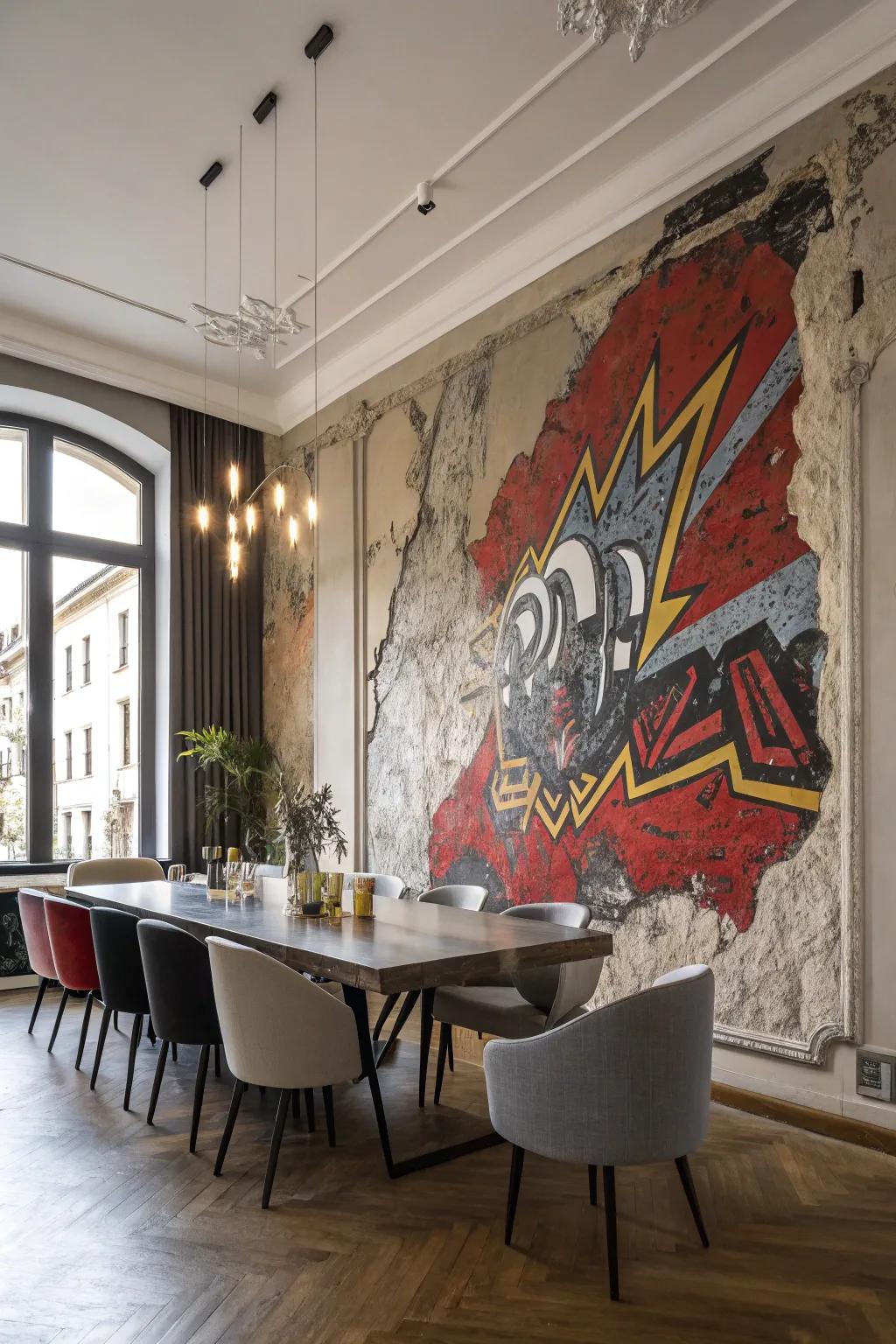Transform your space with a statement mural that captivates and conceals.