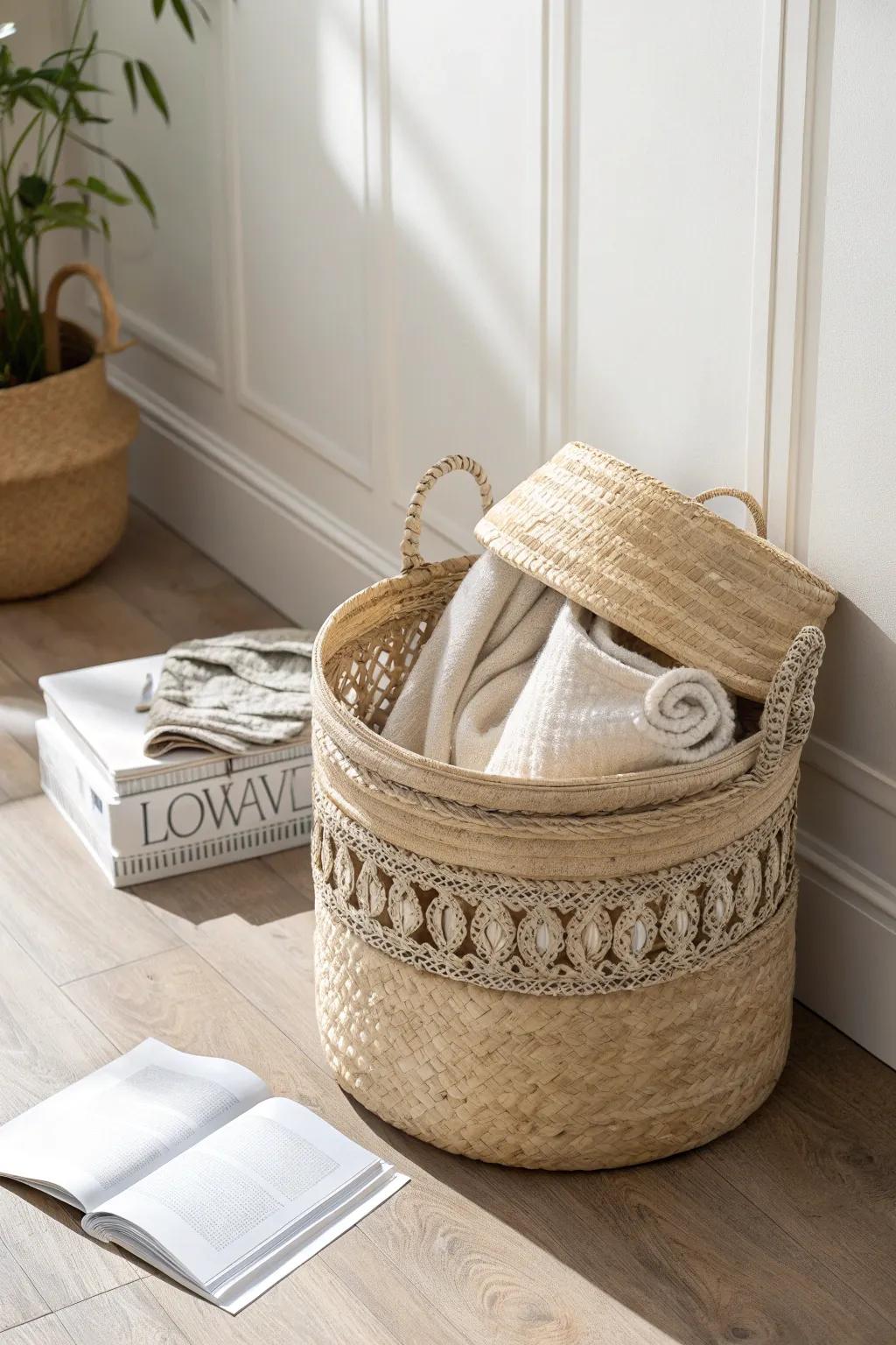 A beautiful storage basket that sets up your meditation corner in under a minute.