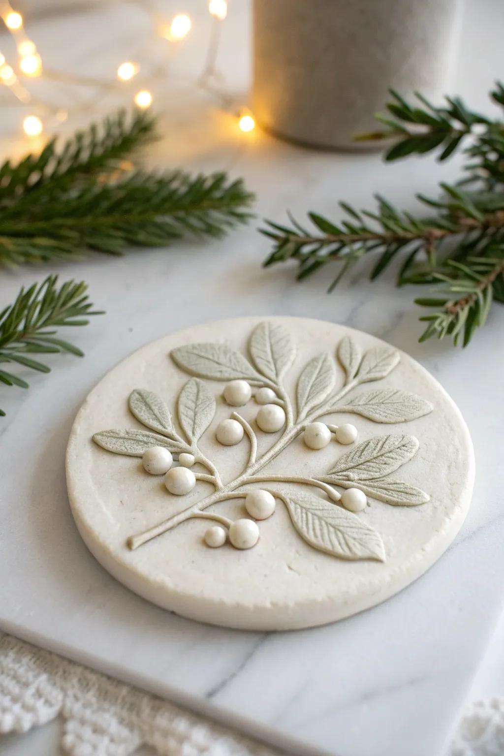 Elevate your holiday decor with handmade clay mistletoe magnets, where simplicity meets elegance.