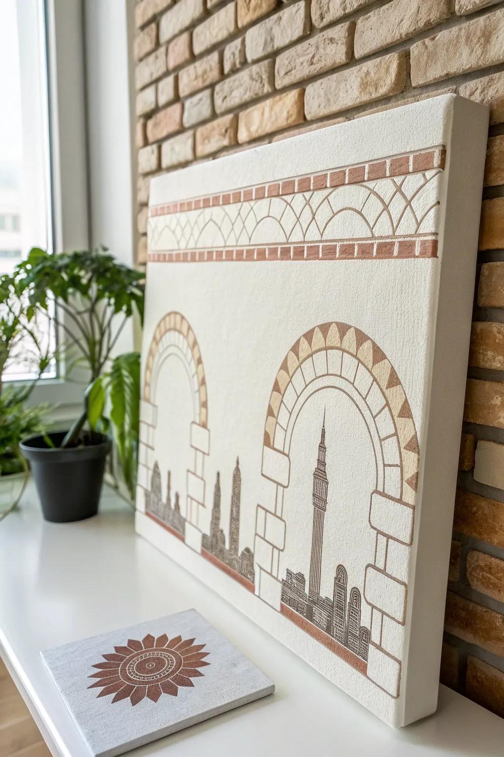 Urban Elegance: Embrace the city vibe with minimalist mixed media art.