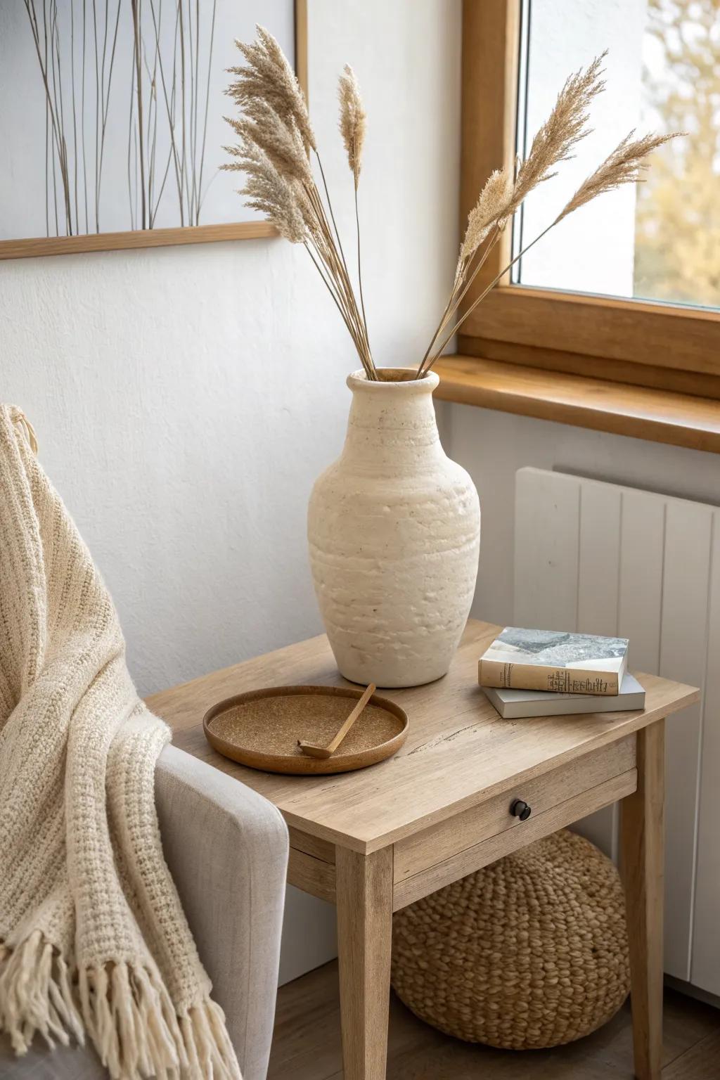 Minimal surfaces, maximum warmth: one vase, soft textures, and calm modern apartment vibes.