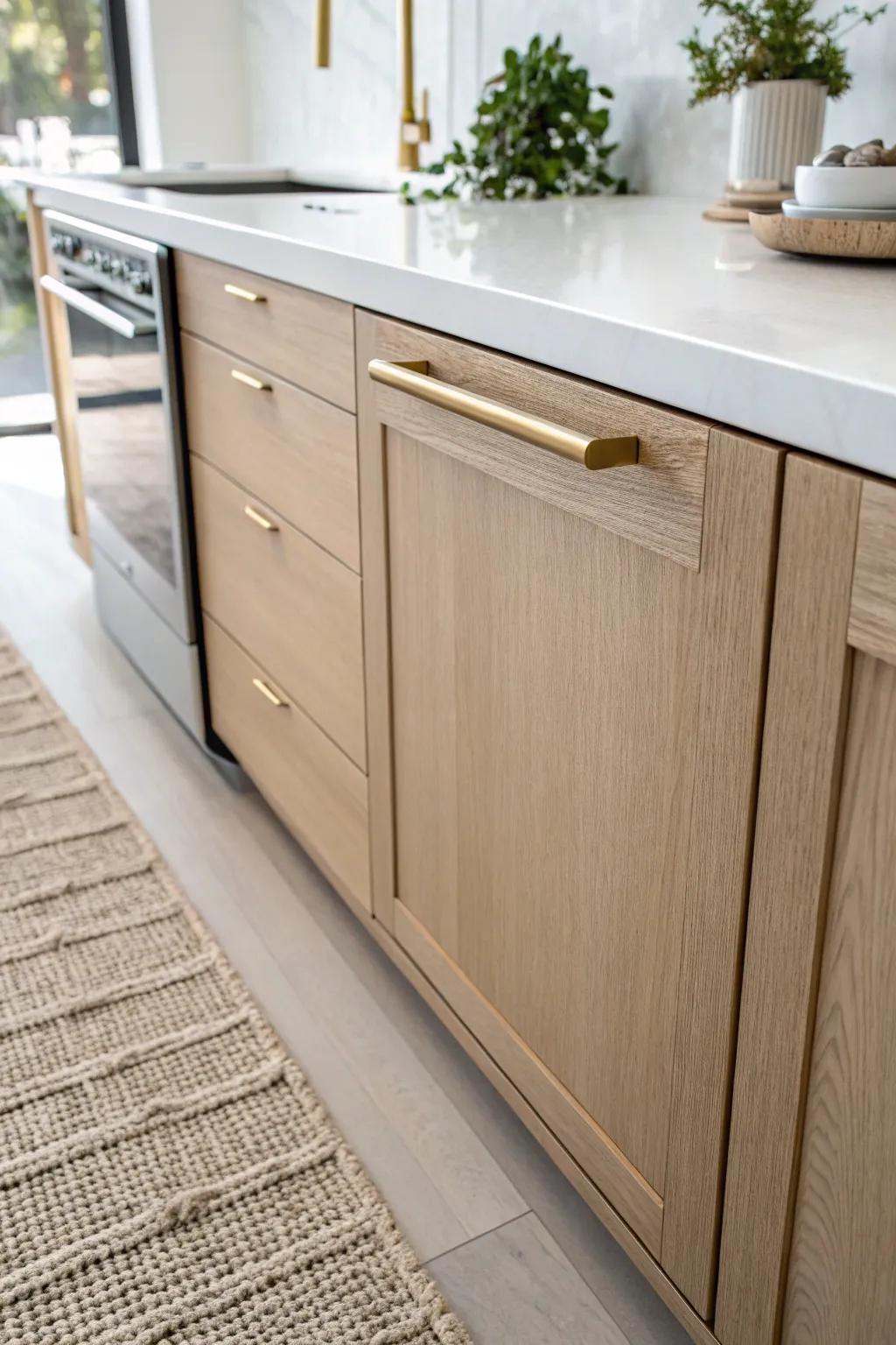 Flush built-ins create a calm, custom look—perfect for making tiny modular kitchens feel bigger.