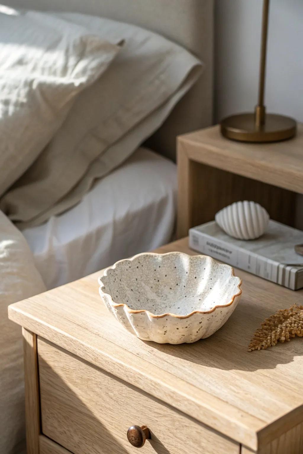 A sculptural jewelry dish that keeps rings and earrings in one beautiful spot.