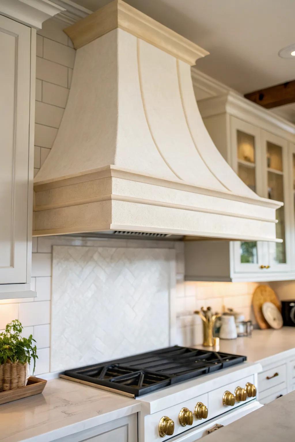 Symmetry around the hood: twin over‑stove cabinets that calm a small Scandinavian kitchen.