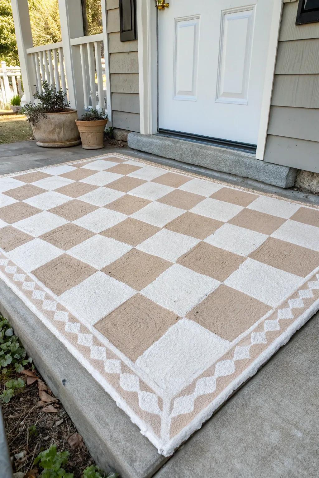 Elevate your outdoor space with a timeless checkerboard pattern. #ScandinavianElegance #MinimalistBoho