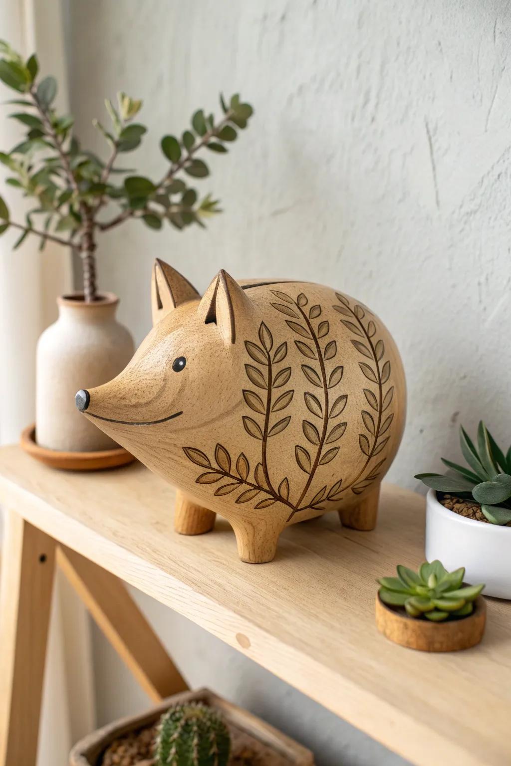 Save in style with a touch of nature. This wooden piggy bank is where Scandinavian simplicity meets boho charm. 🌿 #SavingsWithStyle