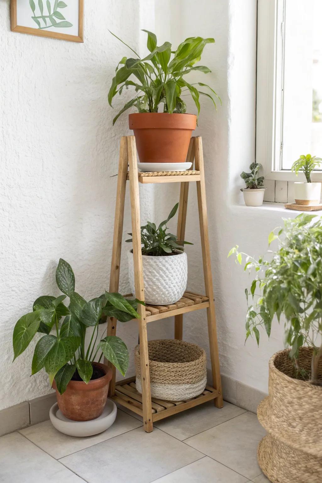 Turn that awkward corner into a layered pot vignette—full, lush, and walkway-friendly.