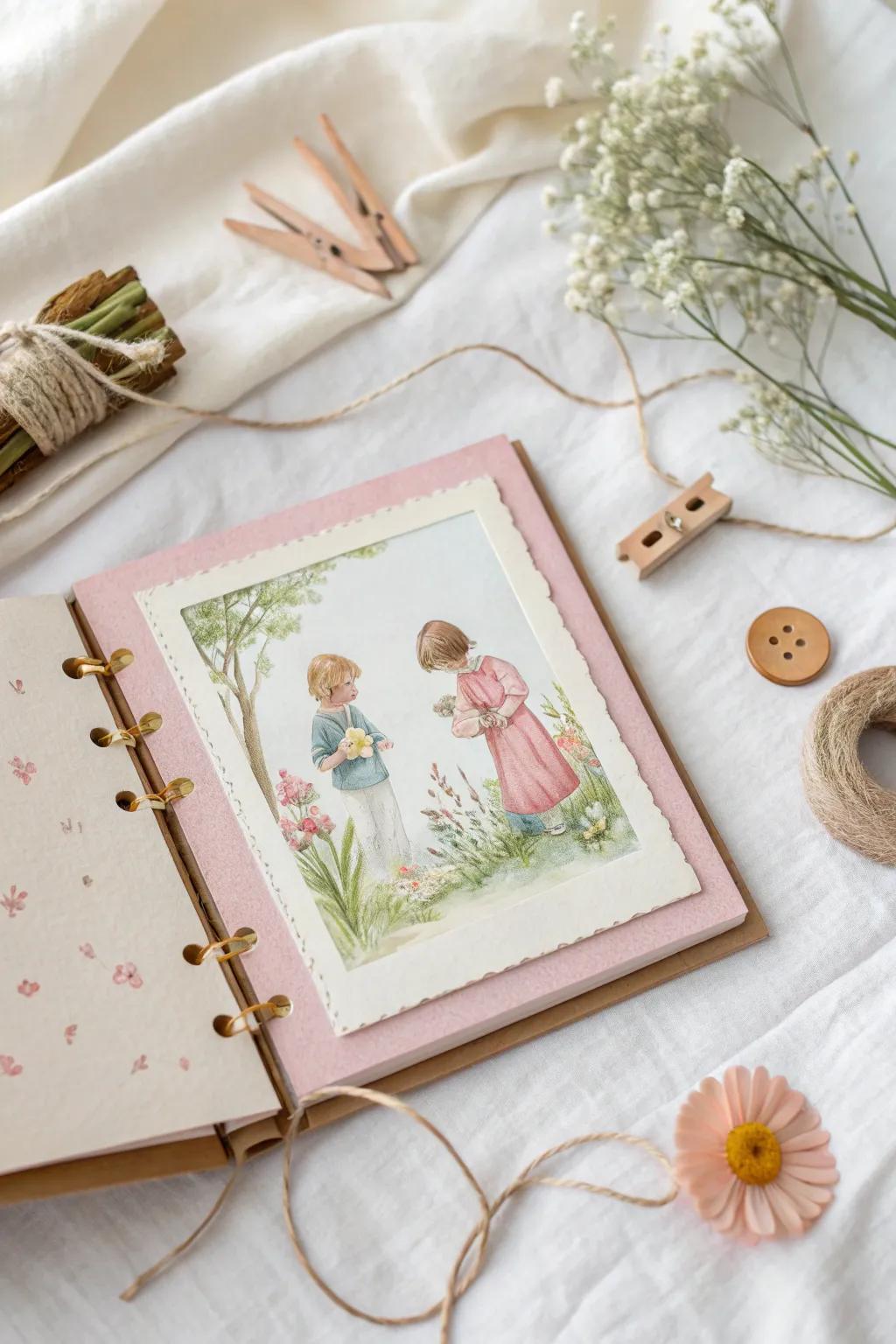 Capture your child's artistic journey in a scrapbook that feels like an art gallery.