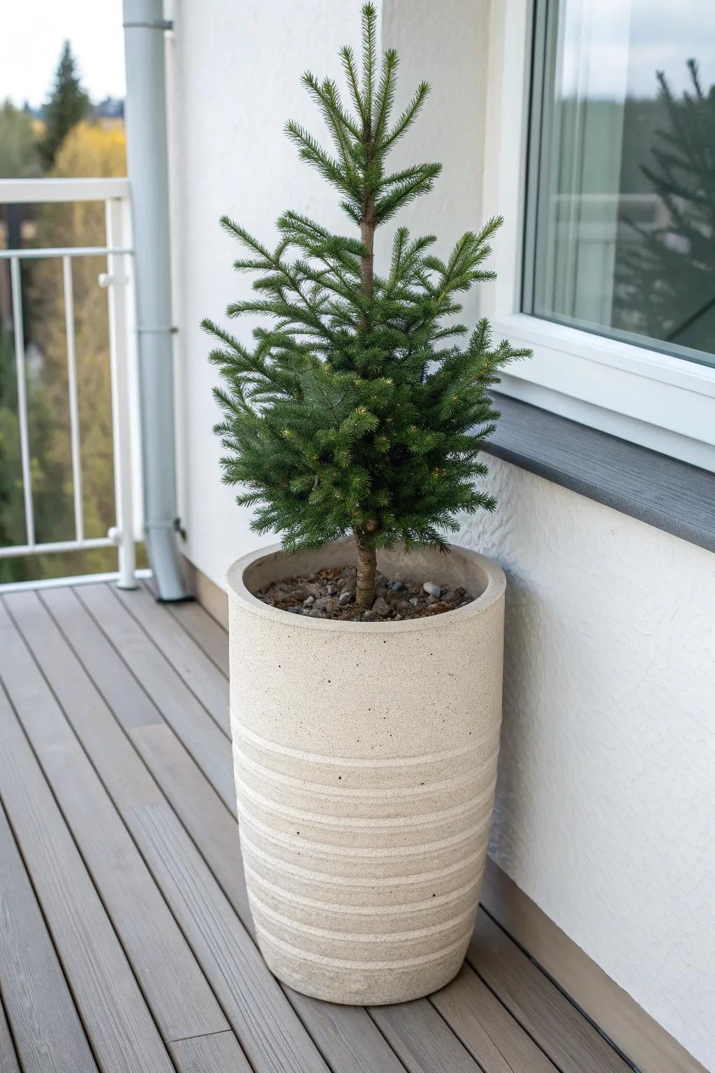 Extra-tall planter for instant eye-level privacy—minimal, airy, and lush for small balconies.