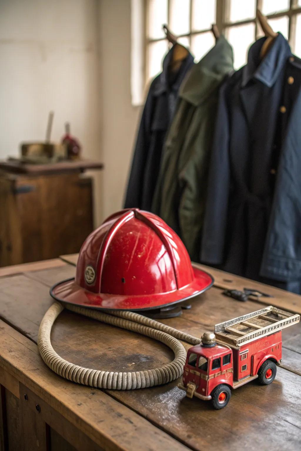 Ignite your imagination with a vintage touch: Explore your inner hero with this creative firefighter prop box idea.