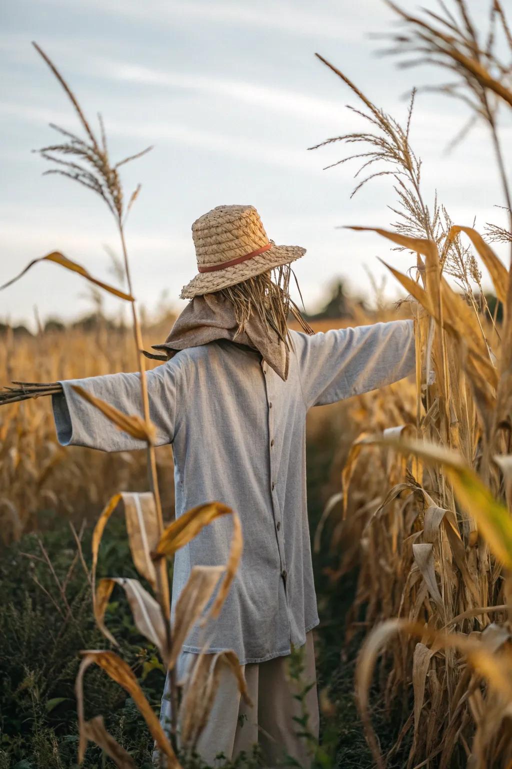 Embrace the essence of fall with a Scandinavian touch—craftsmanship meets nature in this elegantly framed scarecrow.