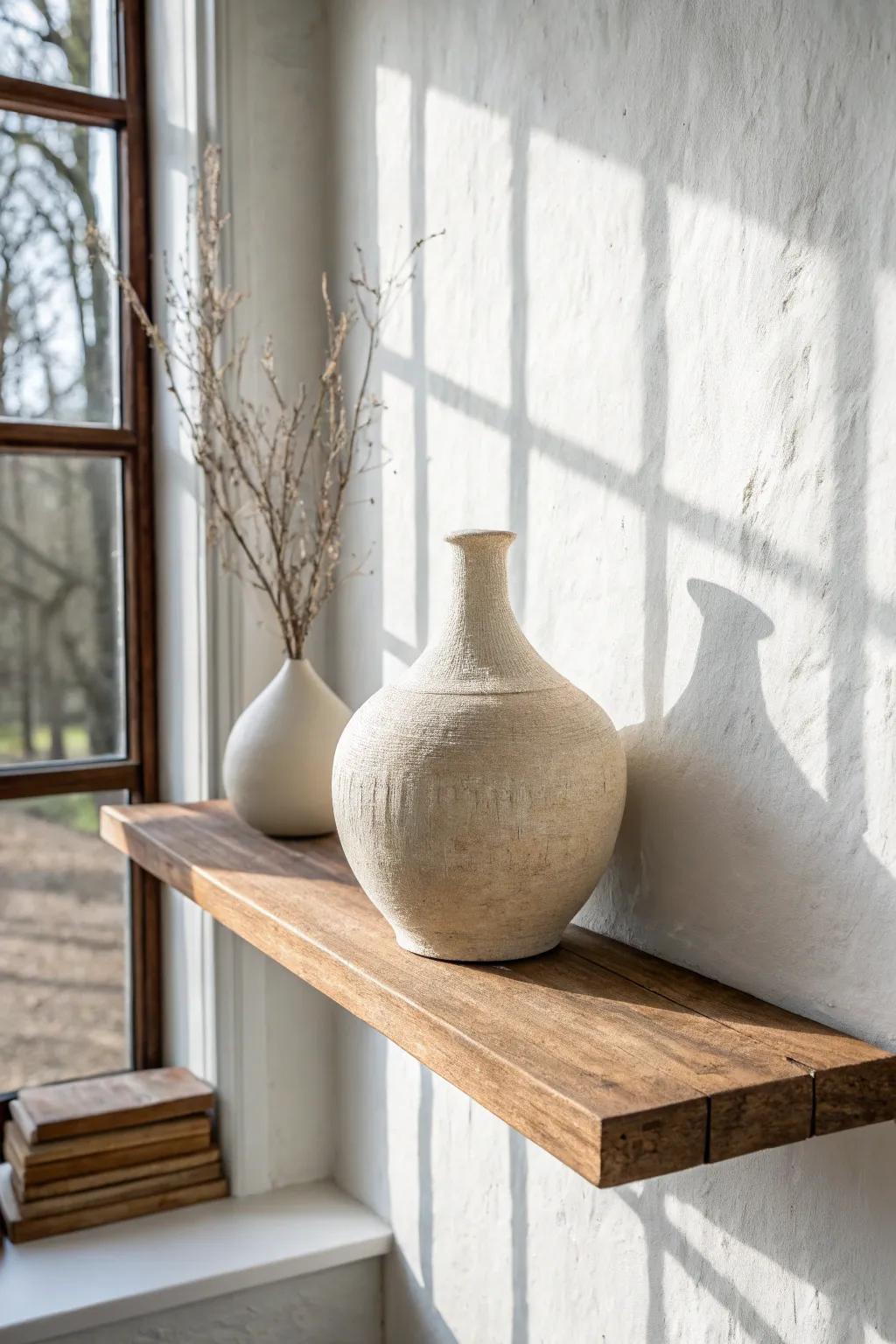 One shelf, one hero: let a sculptural vase shine and keep the rest beautifully quiet.