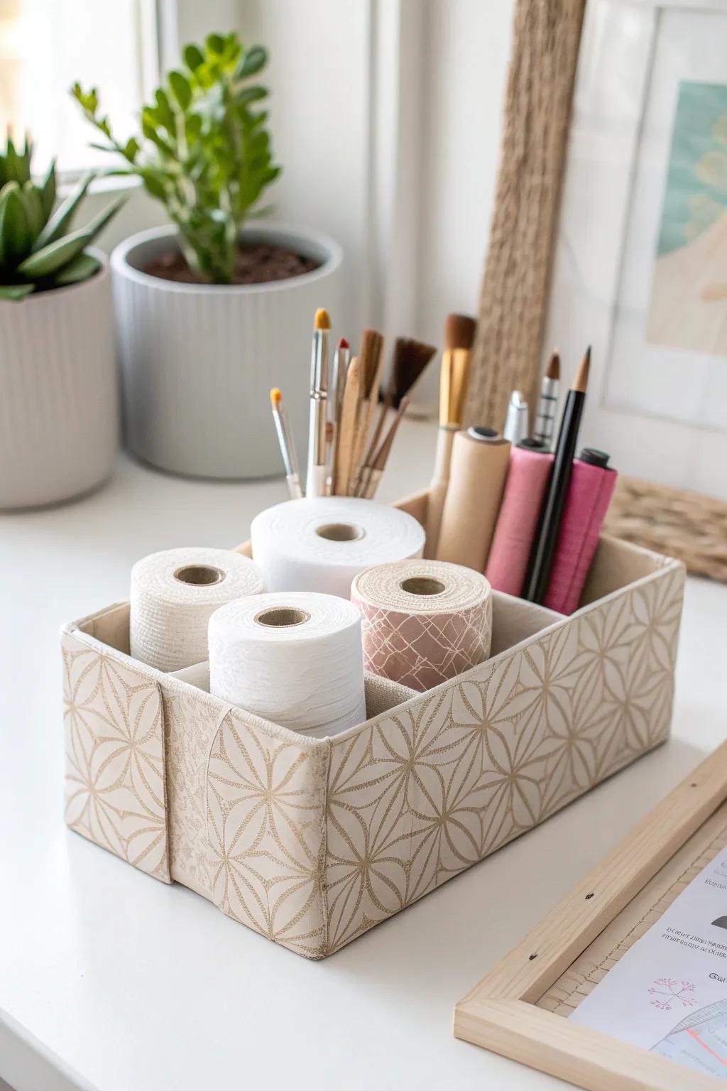 Transform your workspace with a chic DIY stationery caddy—where function meets minimalist beauty.