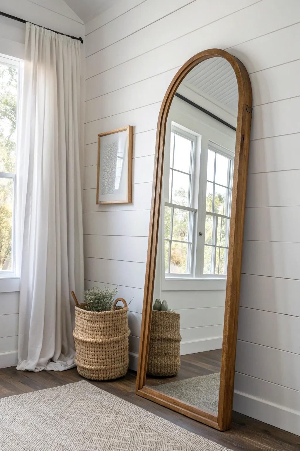 A mirror opposite the window doubles the light—perfect for making a single-wide feel bigger.