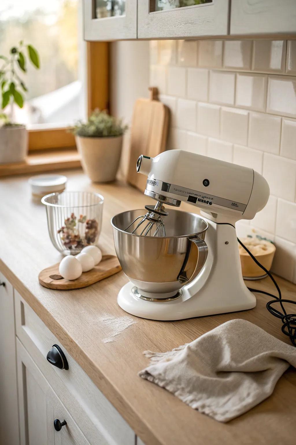 Keep heavy mixers hidden back—then glide them forward in seconds with a sleek appliance slider.
