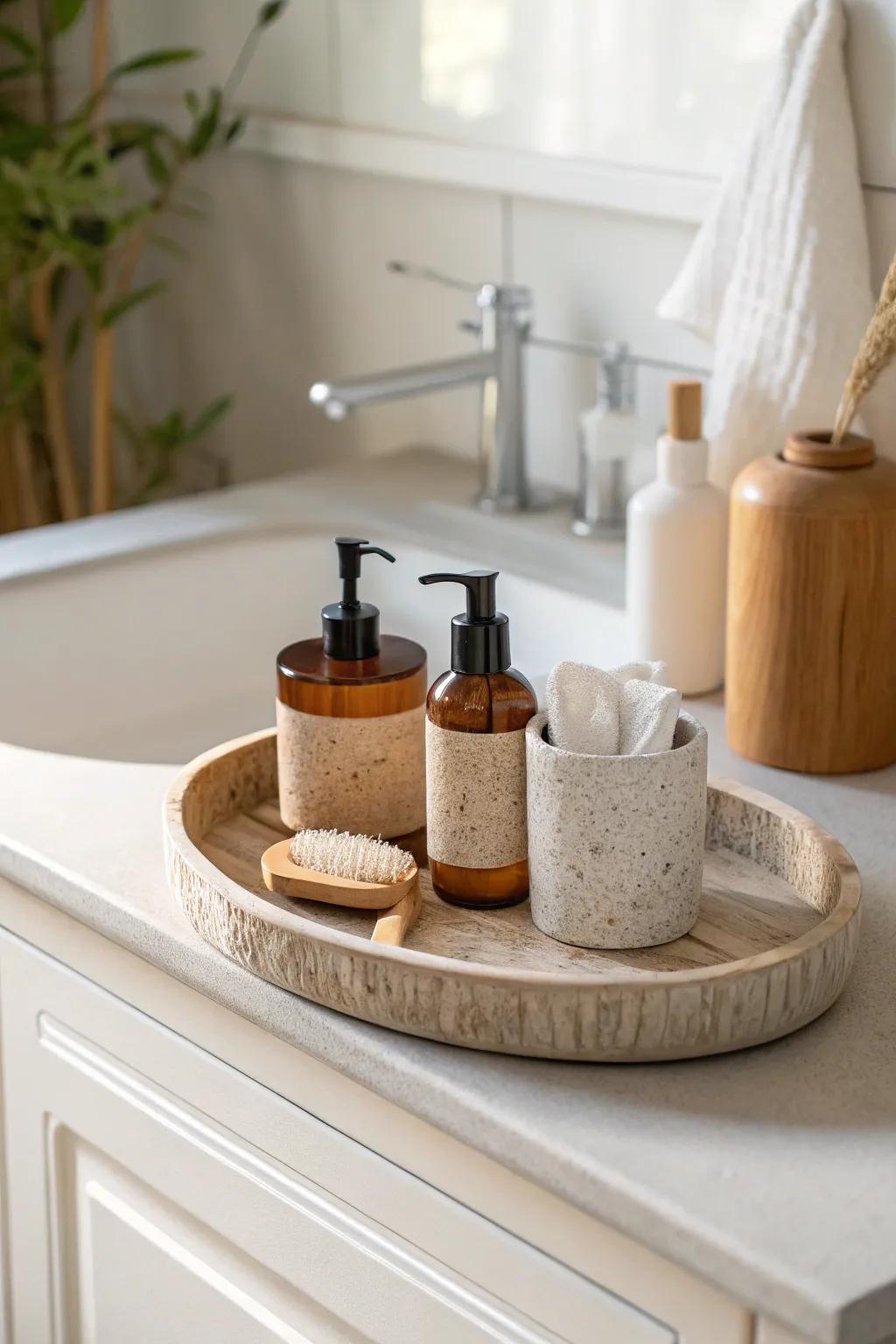 One simple tray turns a tiny sink counter into a calm, curated daily setup.