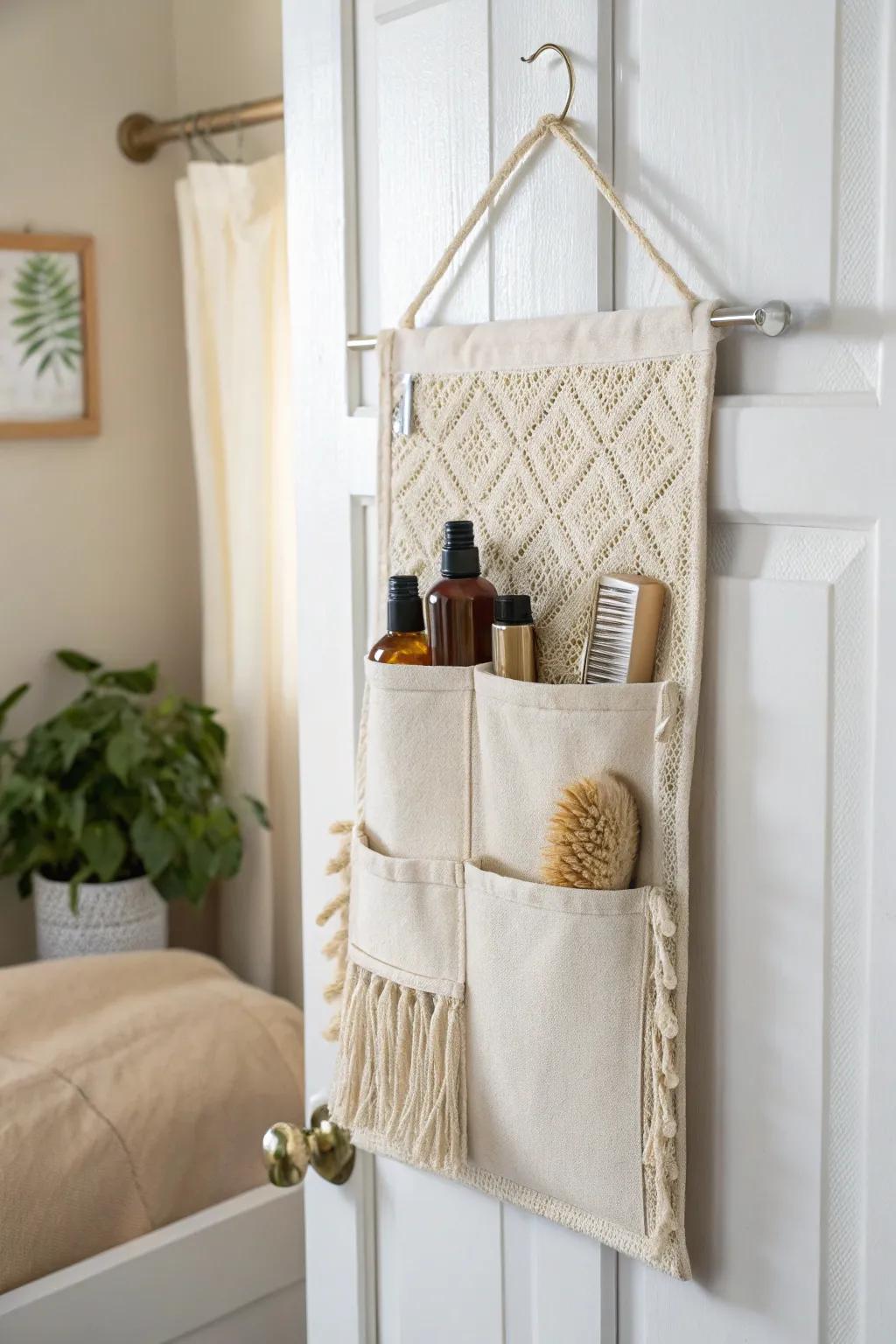 Turn the back of your door into chic storage—keep accessories and toiletries tidy in one spot.