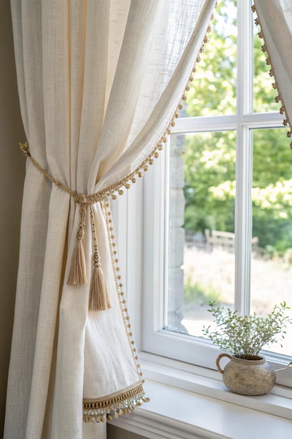 Frame your best view—side curtain panels kept open make a small dining window feel wider.
